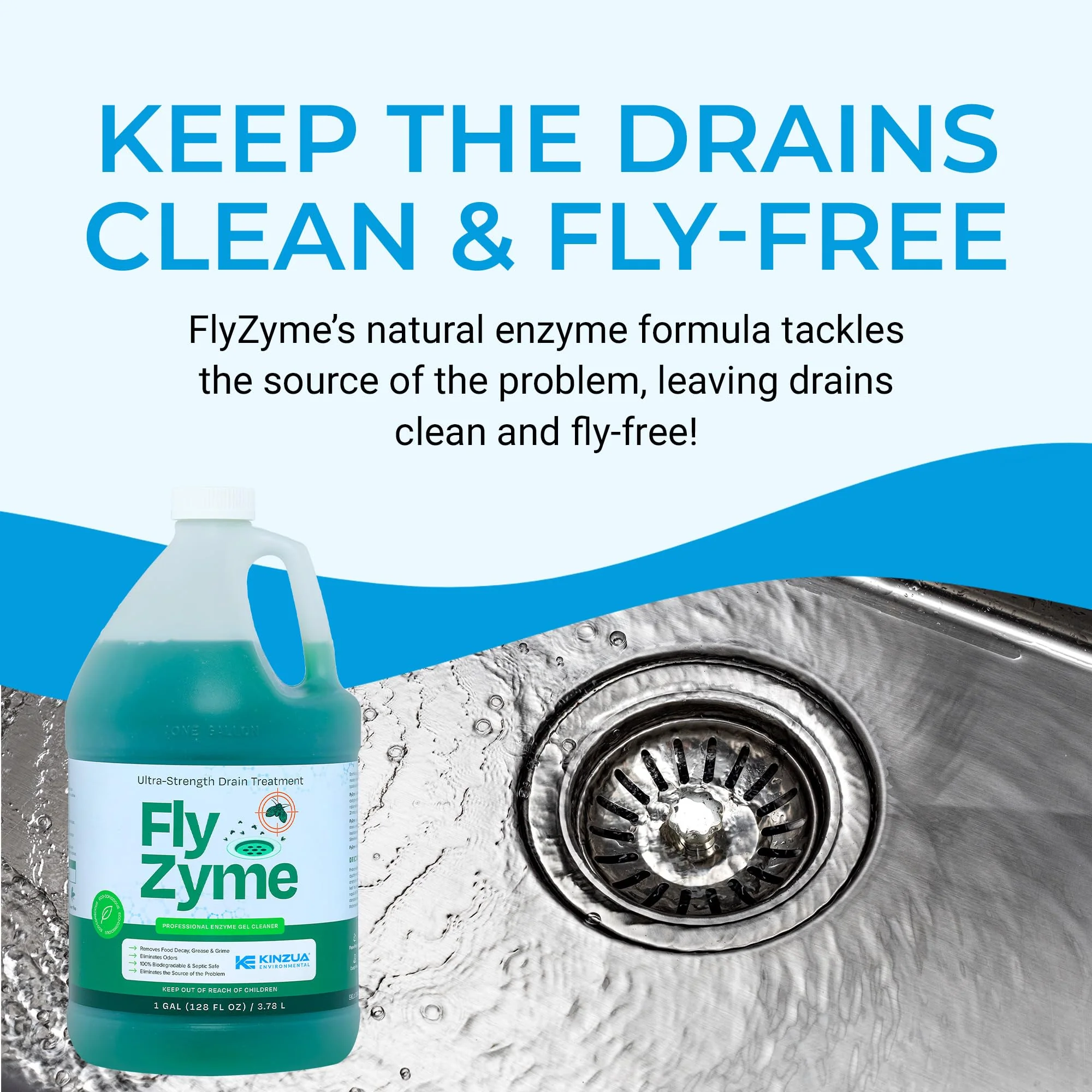 Fly-Zyme, Highly Concentrated Enzyme Drain Cleaner for Pipes, Drain Gel for Fruit Flies, Organic Waste Degrader & Odor Neutralizer, 1 Gallon - Image 7