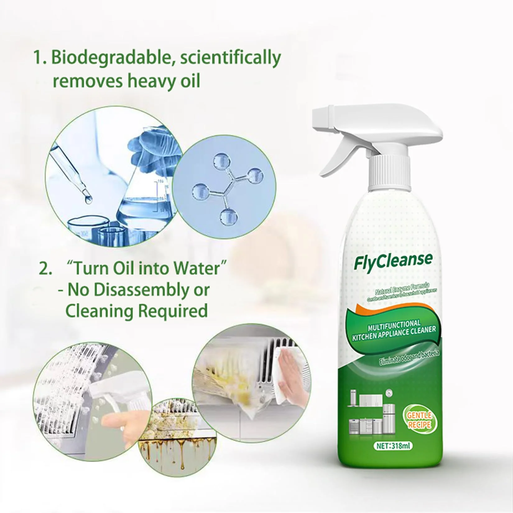 Flycleanse Oil stain remover, grease remover, kitchencleaner, range hood cleaner, heavy-duty oil stain remover - Image 2