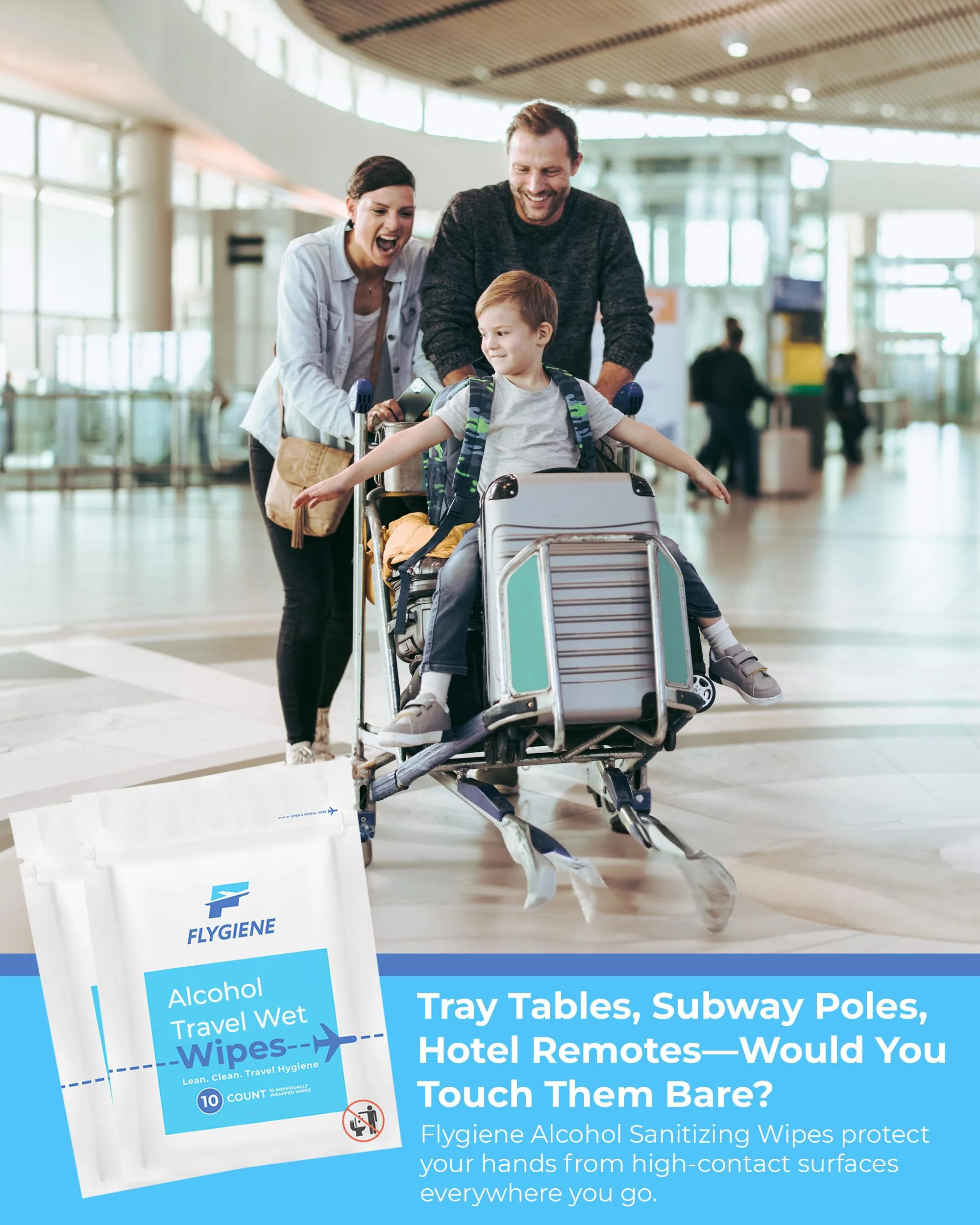 FLYGIENE Travel Sanitizing Wipes (20 Count (2 Packs of 10)) - Image 3