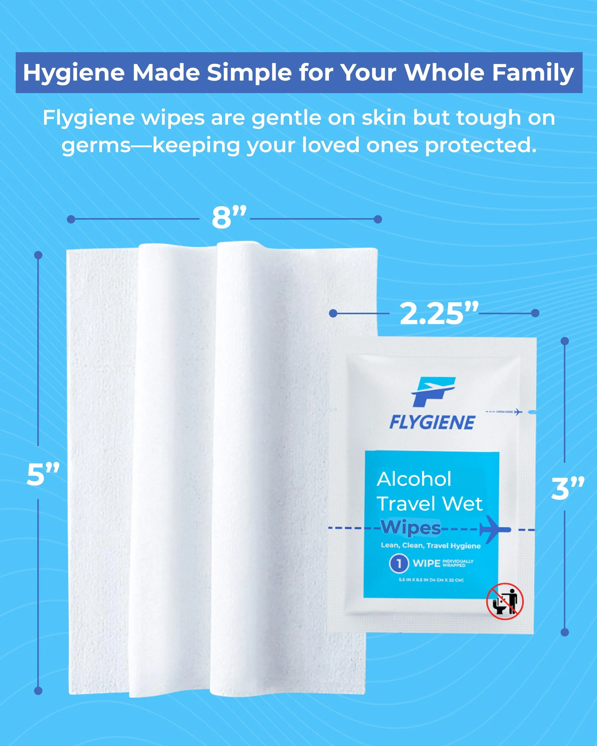 FLYGIENE Travel Sanitizing Wipes (20 Count (2 Packs of 10)) - Image 8