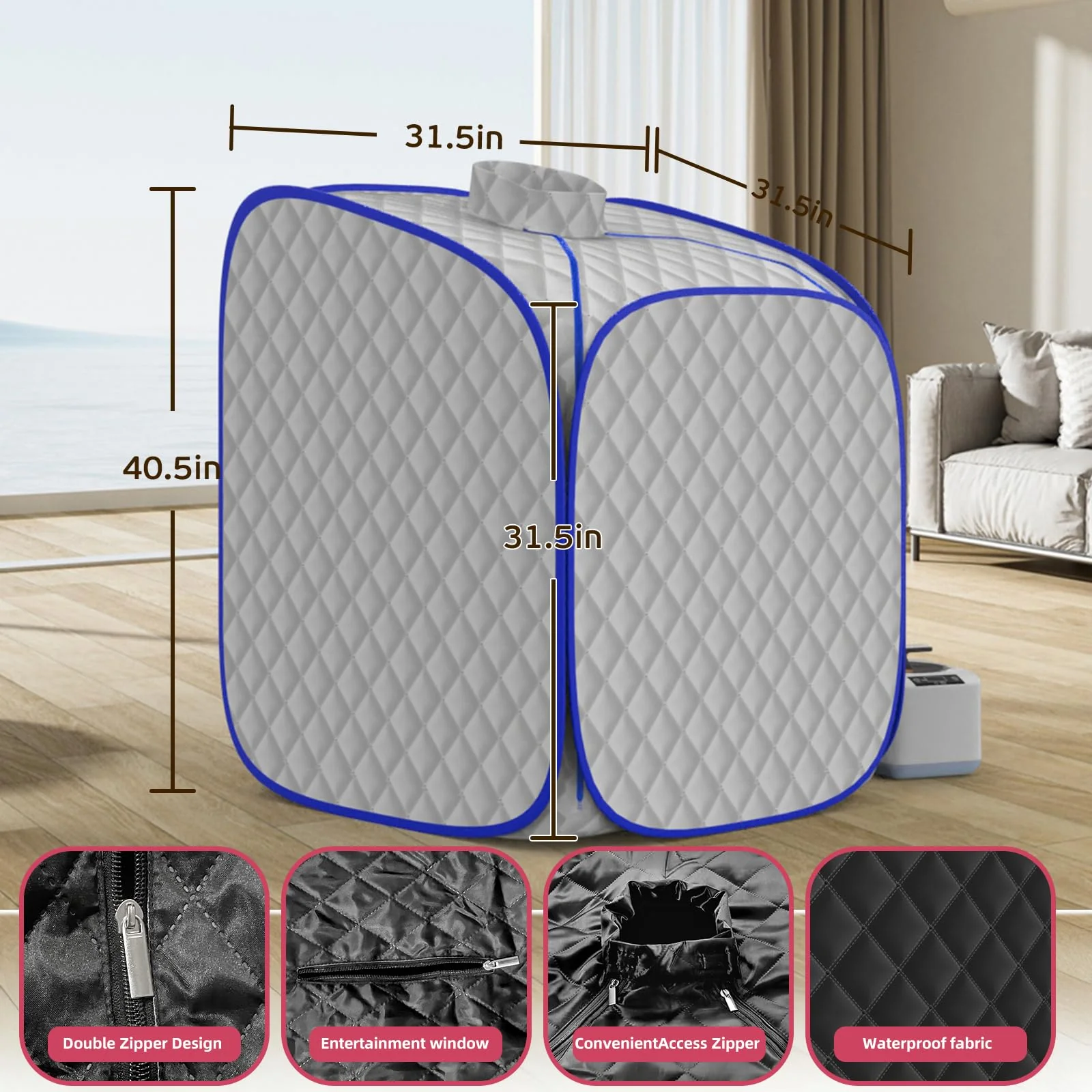 FniOk Portable Steam Sauna at Home, 9 Levels Heating, Sauna Tent for Home with Steamer and Folding Chair, Sauna for Relaxation, Detoxification, Spa - Image 4