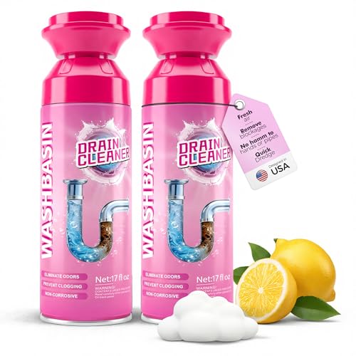 Foaming Drain Cleaner, Powerful Sink Drain Cleaner Foam That Clears Hair & Eliminates Odors, Fast Clog Removal, Safe Sink Cleaner and Deodorizer for Kitchen Sinks Bathroom Drains Tubs Showers (2Pcs) - Image 2