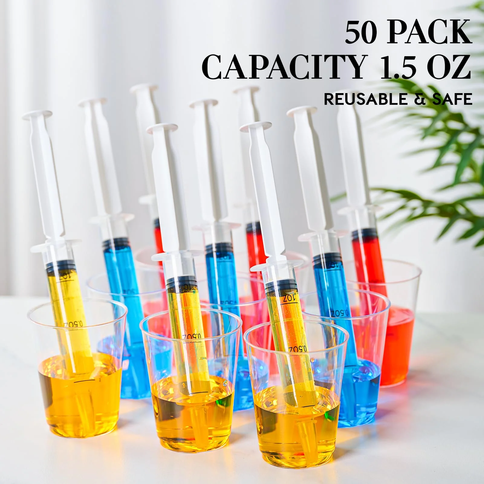 FOCUSLINE 50 Pack Jelly Shot Syringes, 1.5 OZ Capacity Plastic Shot Glasses, Durable Jelly Shot Syringes with Lid, Perfect for Halloween, Thanksgiving, Christmas - Image 7