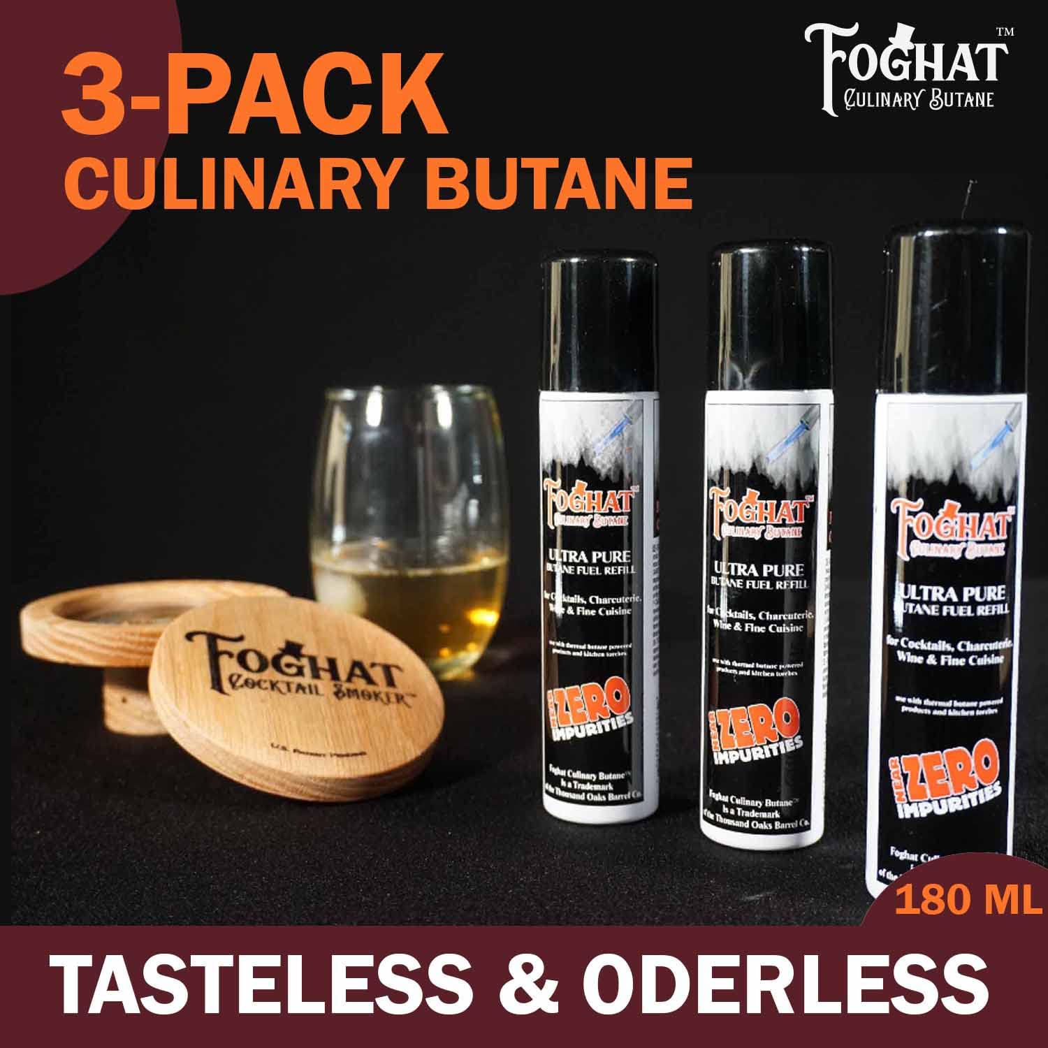 Foghat Culinary Butane Fuel Refill (3 x 60ml) - Torch Lighter Butane Refill Canister, Fits All Kitchen Smoking Torches - Food Grade Ultra Refined For Cocktail Smoker Kit, Creme Brulee Torch - Image 8