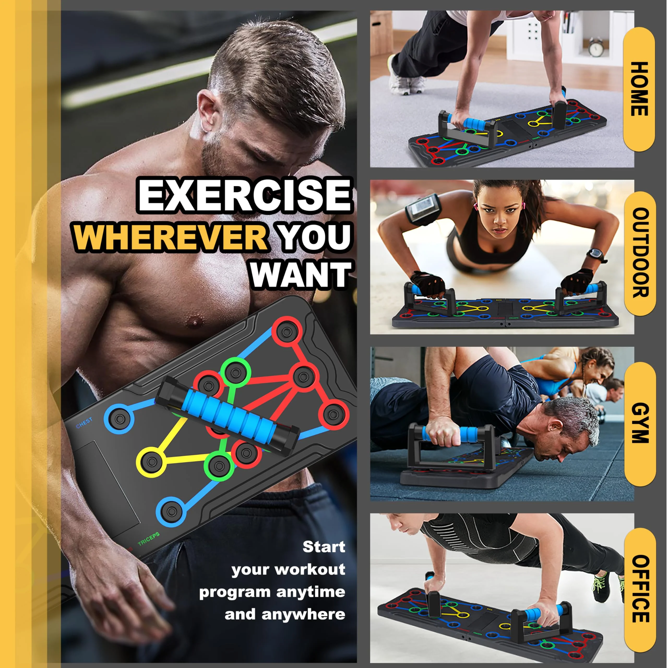 Foldable push-up rack for portable strength training, sturdy and stable equipment for men's and women's home gym workouts. - Image 6