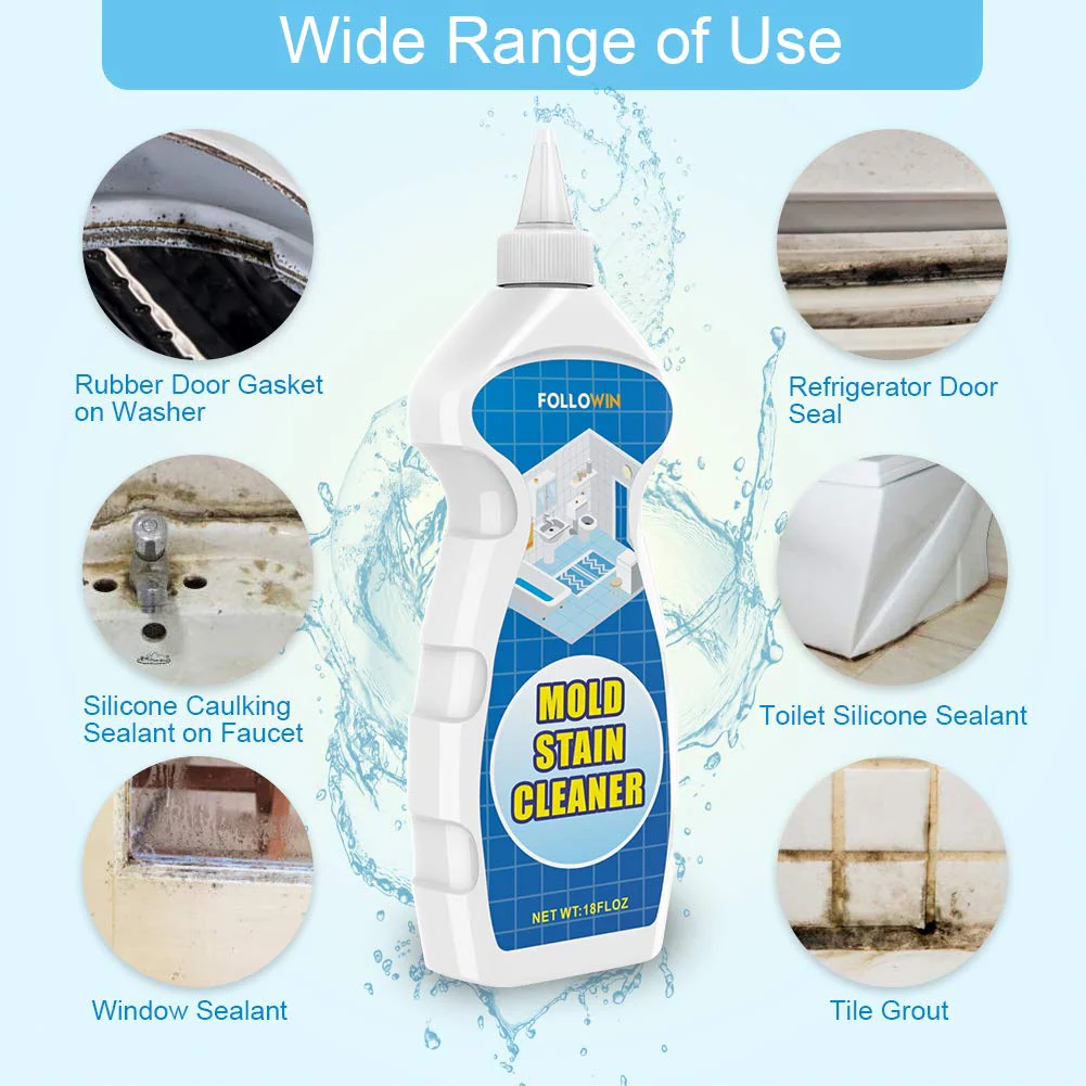 FOLLOWIN Mold and Mildew Bathroom Cleaner Gel 18oz, Household Stain Cleaner for Showers Tiles Grout Sealant Sinks - Image 5