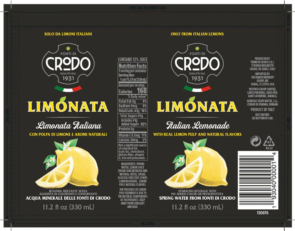 Fonti Di Crodo Limonata, Italian Sparkling Lemonade, 11.2 Oz. Cans (Pack of 24) - Image 2