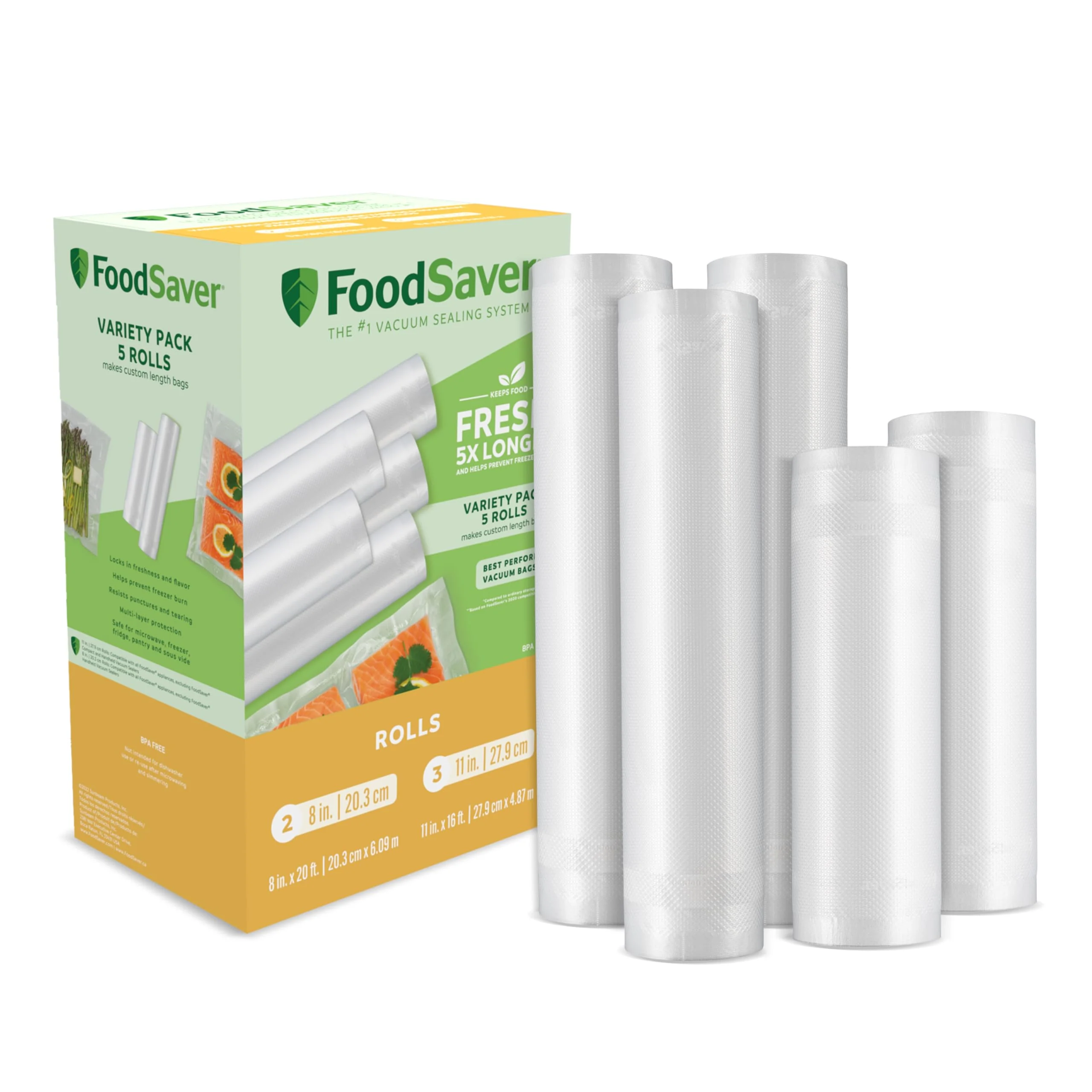 FoodSaver 8" and 11" Vacuum Seal Rolls Multipack | Make Custom-Sized BPA-Free Vacuum Sealer Bags