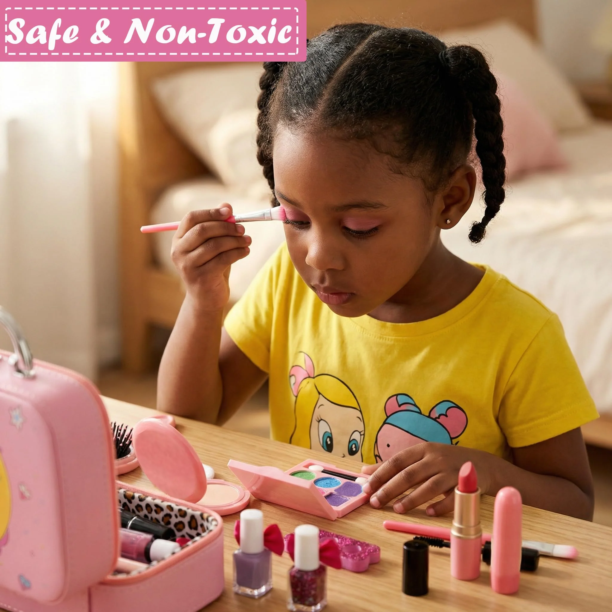 For Ideahome Washable Kids Makeup Girl Toys - Real Make Up Set for Toddler Little Girls Princess, Christmas Birthday Gift for Girls 4-12 Year Old - Image 5