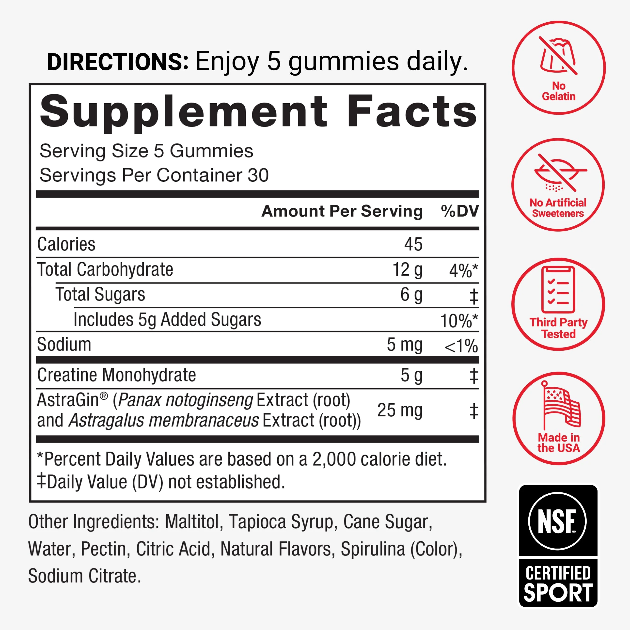 Force Factor Creatine Monohydrate Gummies, NSF Certified, 5g Dose for Men & Women to Support Muscle, Strength, Recovery, Cognitive Health & Memory, Packaging May Vary, Blue Raspberry, 150 Gummies - Image 5