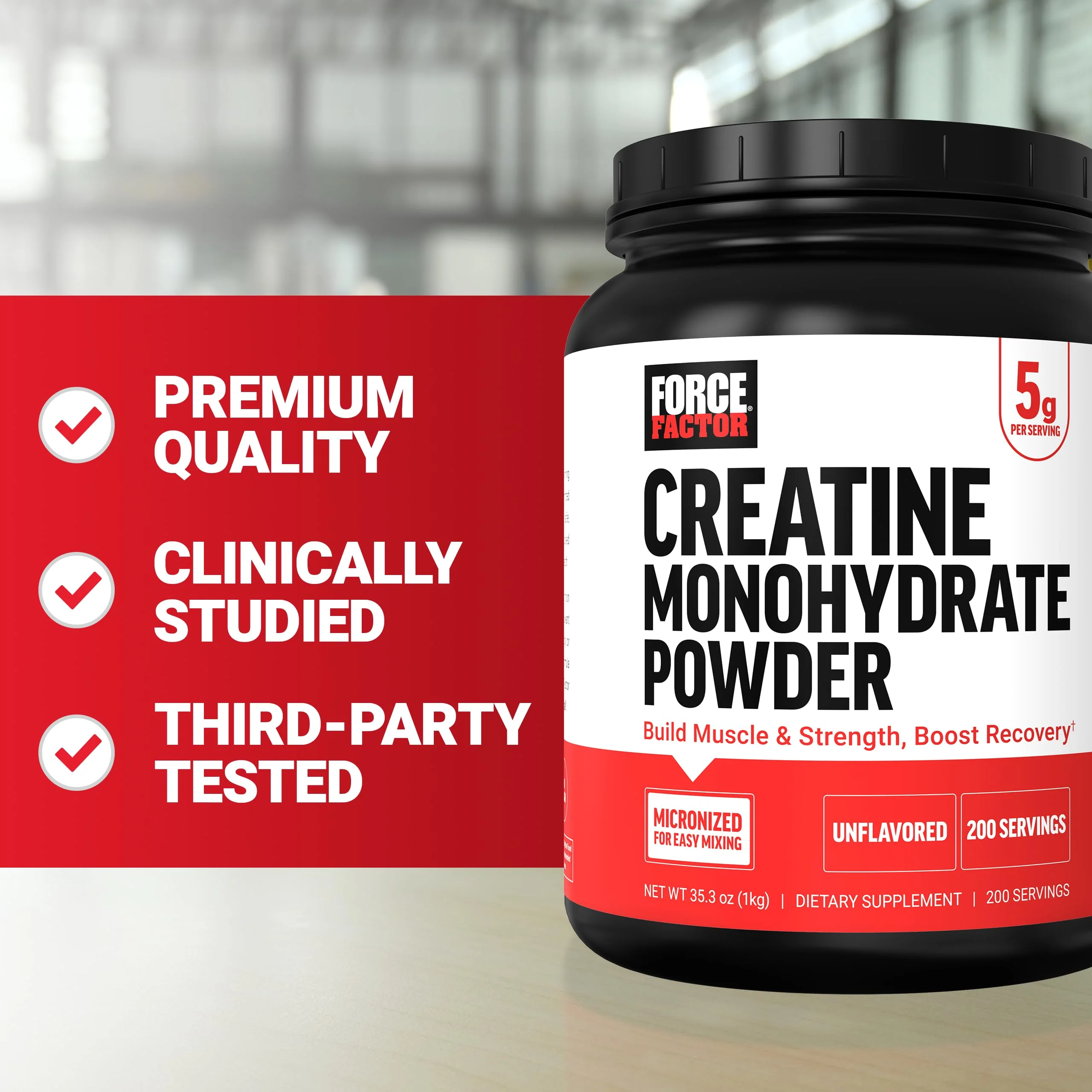 Force Factor Creatine Monohydrate Powder, 5g Micronized Dose to Support Muscle Growth, Strength, Recovery, Cognitive Health & Memory, Unflavored, 200 Servings - Image 9