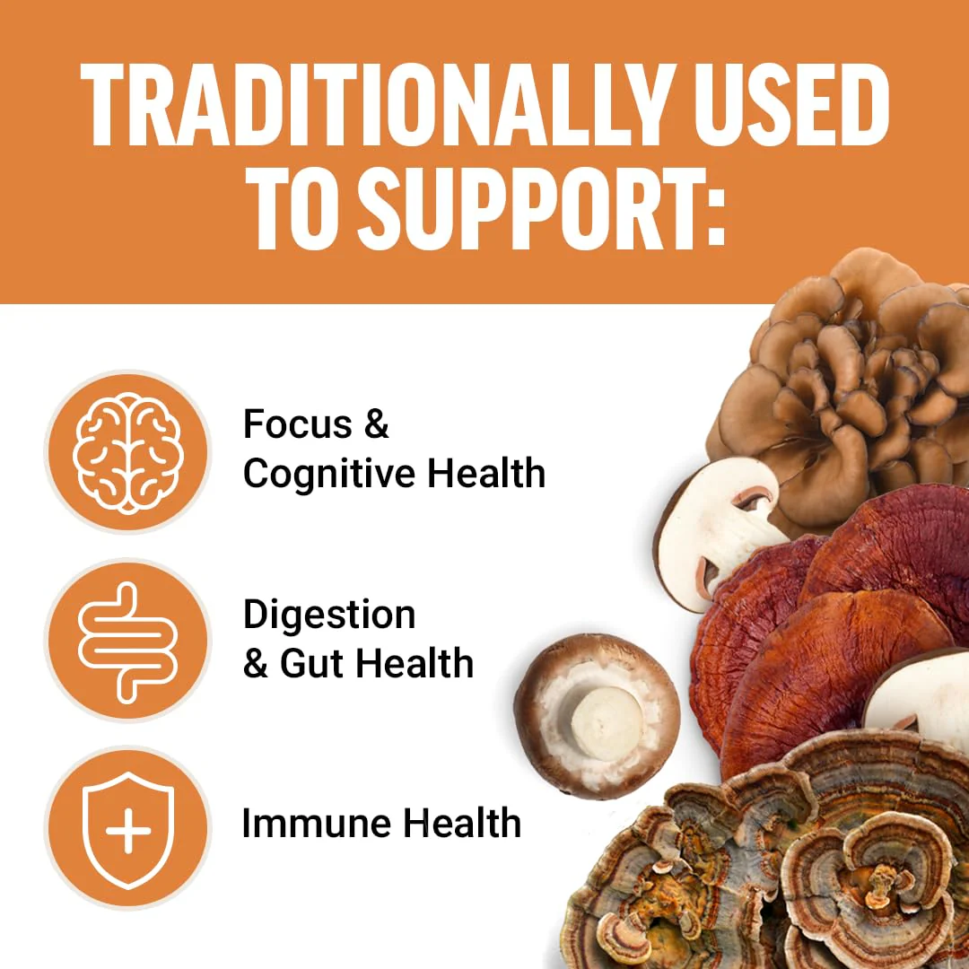 Force Factor Modern Mushrooms Capsules, Mushroom Supplement with Lions Mane, Turkey Tail, & Cordyceps to Support Energy, Focus, Immunity, & Digestion, 90 Vegetable Capsules,(Pack of 2) - Image 9