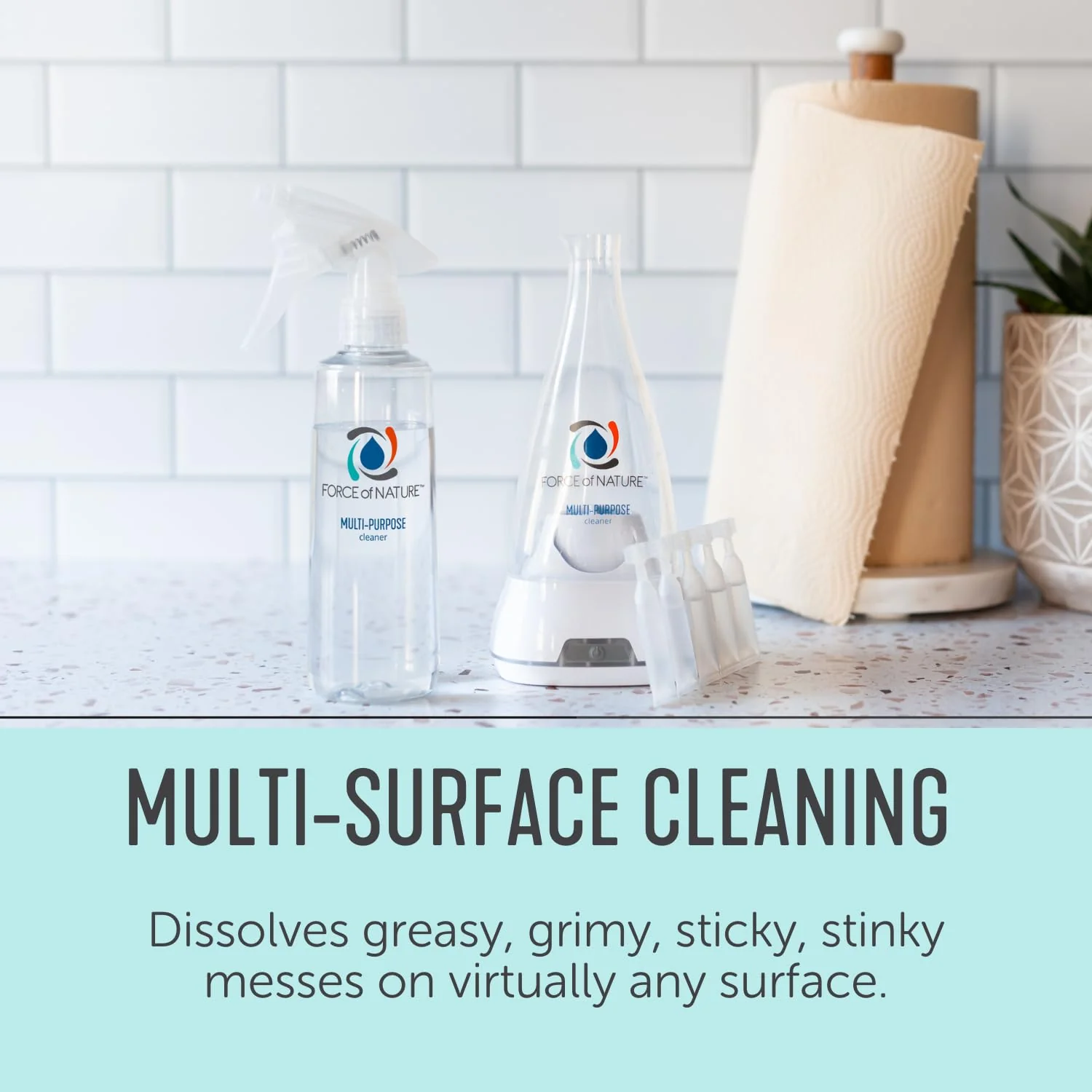 Force of Nature Multi-Purpose Cleaner & Deodorizer Extra Value Bundle - Reusable Bottle, 25 Refills - EPA Registered, Toxin-Free All-Purpose Natural Cleaning Supplies - Image 4
