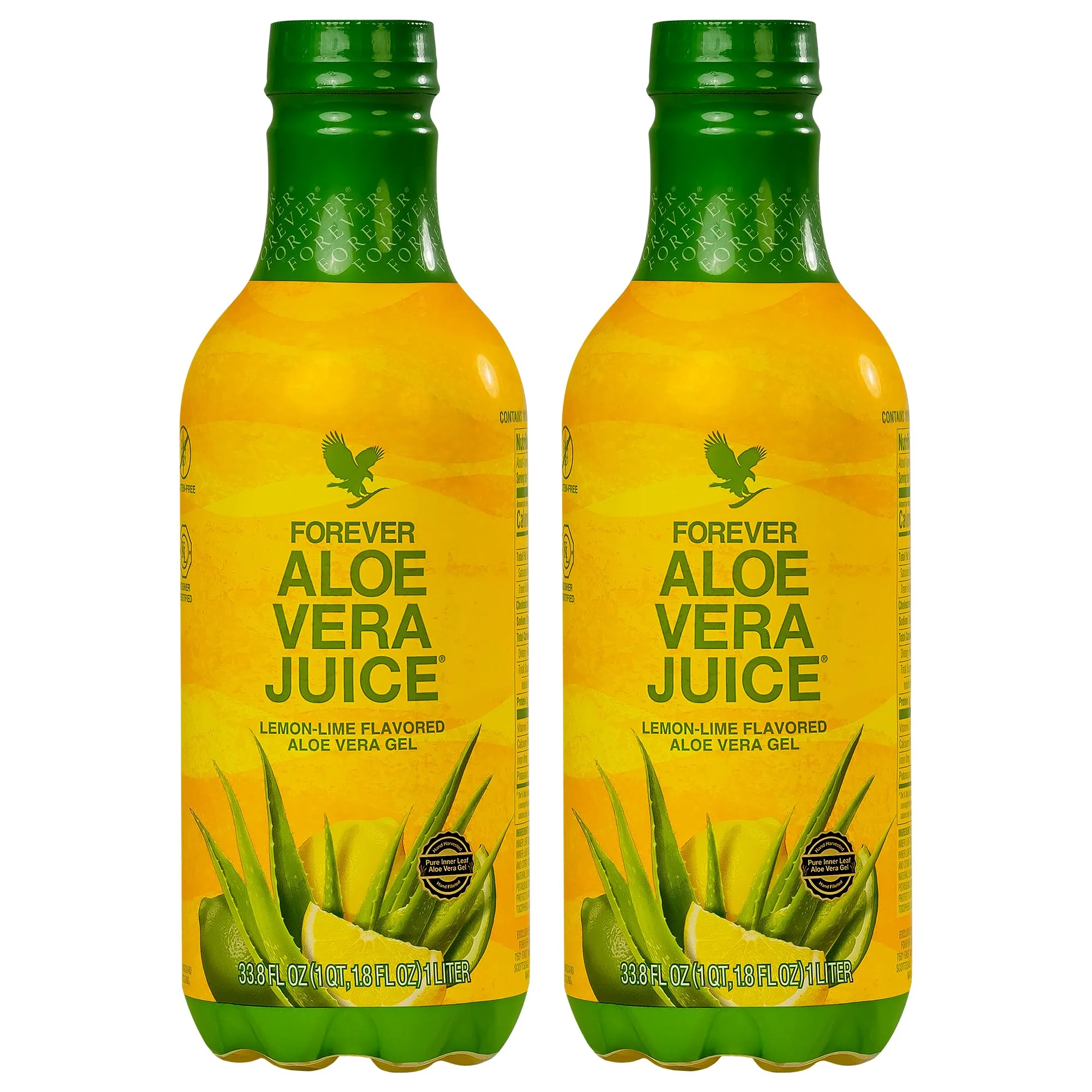 Forever Living - Aloe Vera Juice - Lemon Lime Flavor with Pure Inner Leaf Gel - Supports Digestion and Immunity - 1L Each (Pack of 2)