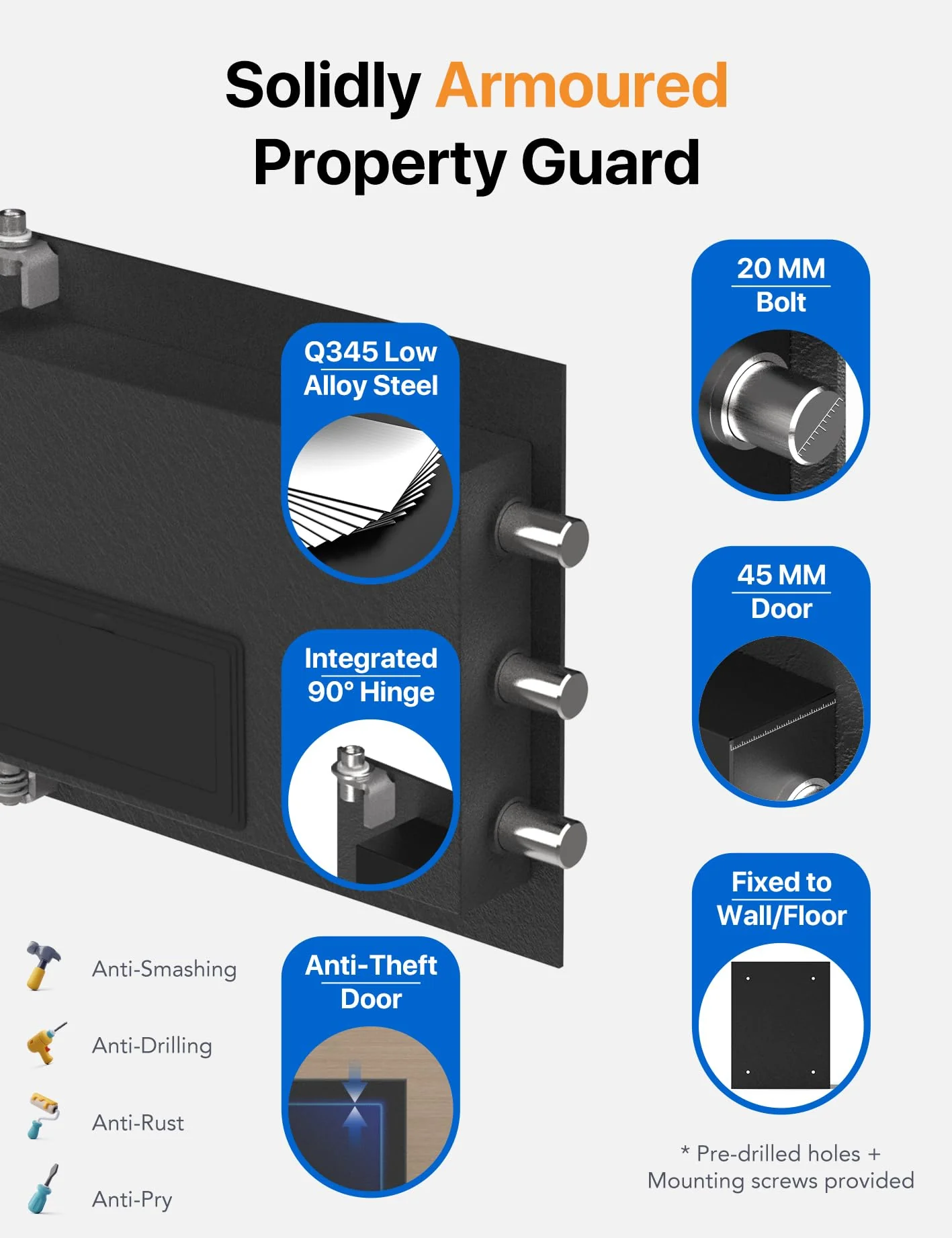FORFEND Smart Home Safes | WiFi Safe Box App Unlock/Alarm | Voice Command, Kidnap SOS Alarm, Tamper Detect, Frozen Mode| Money Security Lockbox History Track | Caja Fuerte Anti-Pry Remote Live Monitor - Image 7