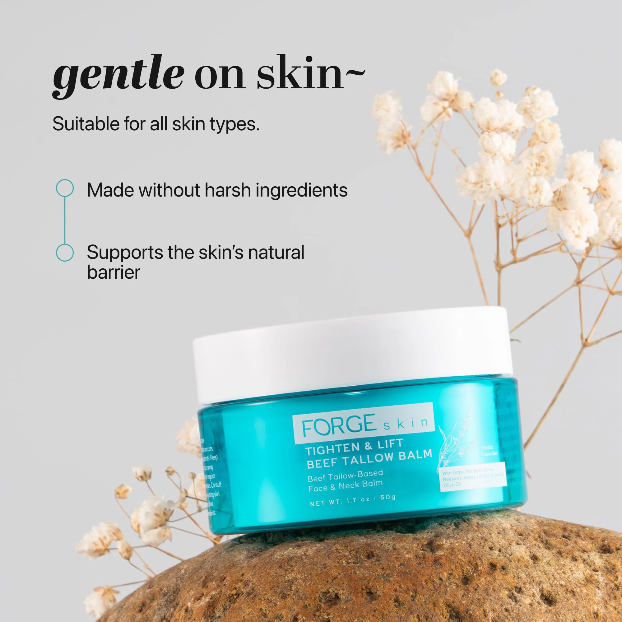 Forge Skin® Tighten & Lift Balm for Women [TALLOW-BASED] - Beef Tallow & Honey Extract Face Moisturizer - Natural Cream - Hydrating Facial Lotion - Anti Aging Skincare with Essential Oils (1.7 OZ) - Image 3
