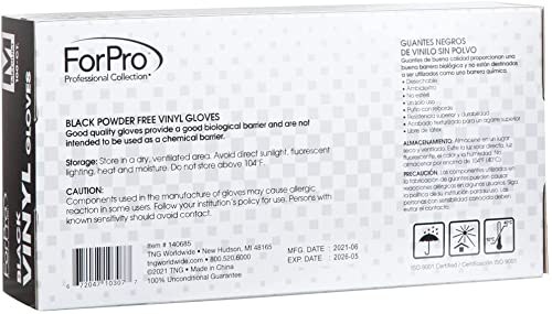 ForPro Disposable Vinyl Gloves, Black, Industrial Grade, Powder-Free, Latex-Free, Non-Sterile, Food Safe, 2.75 Mil. Palm, 3.9 Mil. Fingers, Medium, (Pack of 300) - Image 5