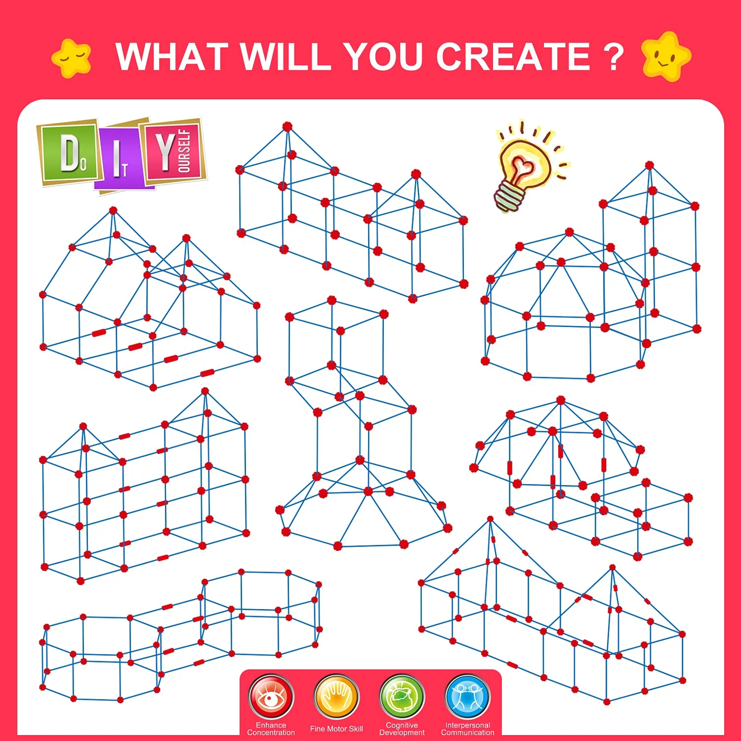 Fort Building Kit for Kids,STEM Construction Toys, Christmas & Birthday Gift for 4 5 6 7 8 9 10 11 12 Years Old Boys and Girls,Ultimate Creative Set for Indoor & Outdoors Activity,140 Pcs,Original - Image 6