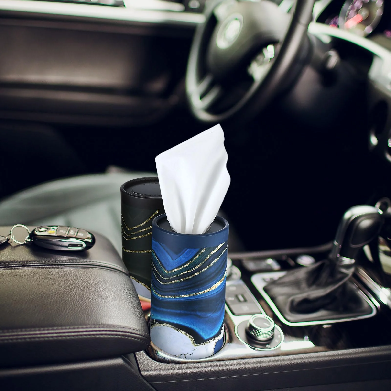 Fourluoo 12 Pack Car Tissue Cylinder Holder Bulk with 3 Ply Facial Tissues, Round Napkin Holders for Car Cup Holder Cylinder Travel Paper Tubes Bulk Round Napkin Boxes Packs(Marble) - Image 6