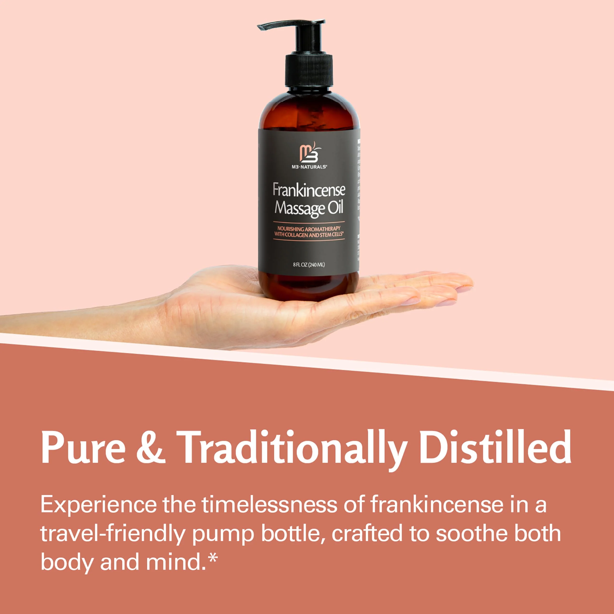 Frankincense Essential Massage Oil for Scars, Stretch Marks & Fine Lines, Firming, Hydrating, Smoothing & Calming Formula with Collagen, Stem Cells, Lavender & Grapefruit, 8 fl oz, by M3 - Image 3