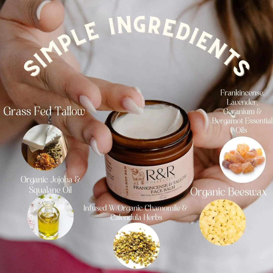 Frankincense Tallow Face Moisturizer – 100% Grass-Fed Whipped Beef Tallow Balm for Dry, Sensitive Skin, Eczema & Psoriasis – Handmade Natural Skincare – 2 oz - Image 6