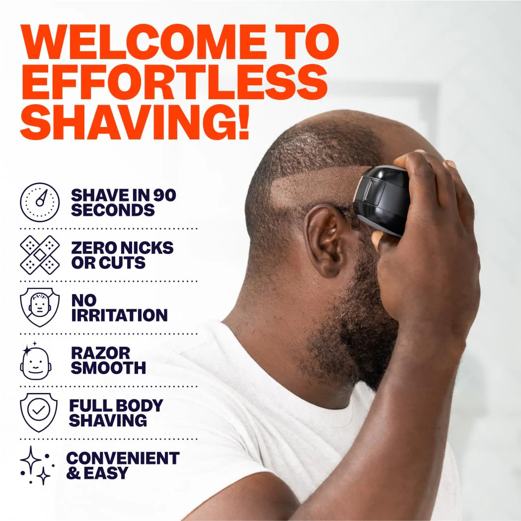 Freebird FlexSeries Electric Head & Body Hair Shaver - Mens Cordless Rechargeable Wet/Dry Skull Bald Head Back & Groin Waterproof Razor with Rotary Blades, Clippers, Nose Trimmer, Brush, Massager - Image 2