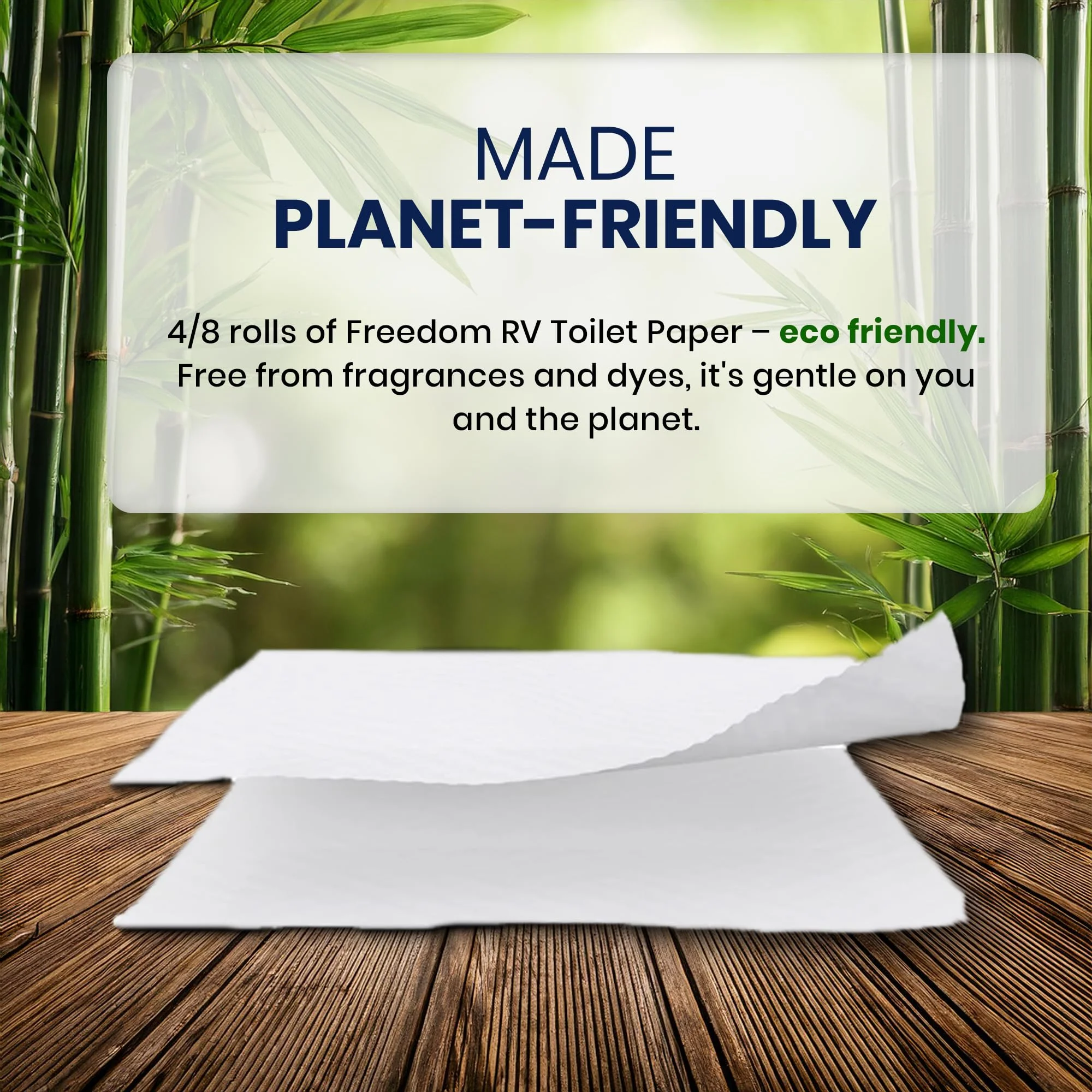 Freedom Living Septic Tank Safe Toilet Tissue for Campers and RVs Biodegradable Marine Toilet Paper for Boats, Fragrance-Free 2-Ply RV Toilet Paper (4 Rolls, 500 Sheets Each) - Image 4