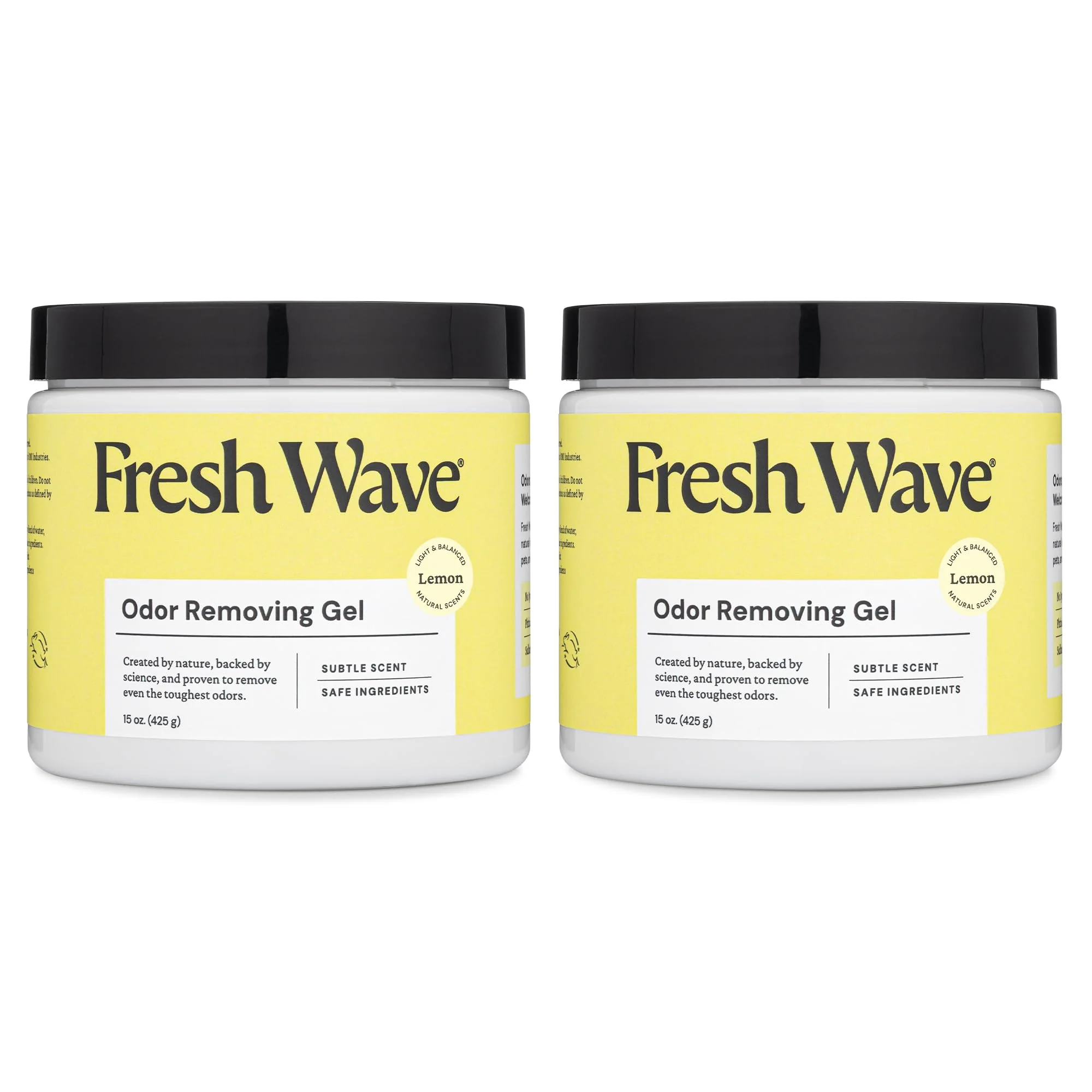 Fresh Wave Lemon Odor Removing Gel, 15 oz., Pack of 2 - Safer Odor Absorbers for Home, Natural Plant-Based Odor Eliminator, Every 15 oz. lasts 30-60 Days, For Cooking, Trash & Pets