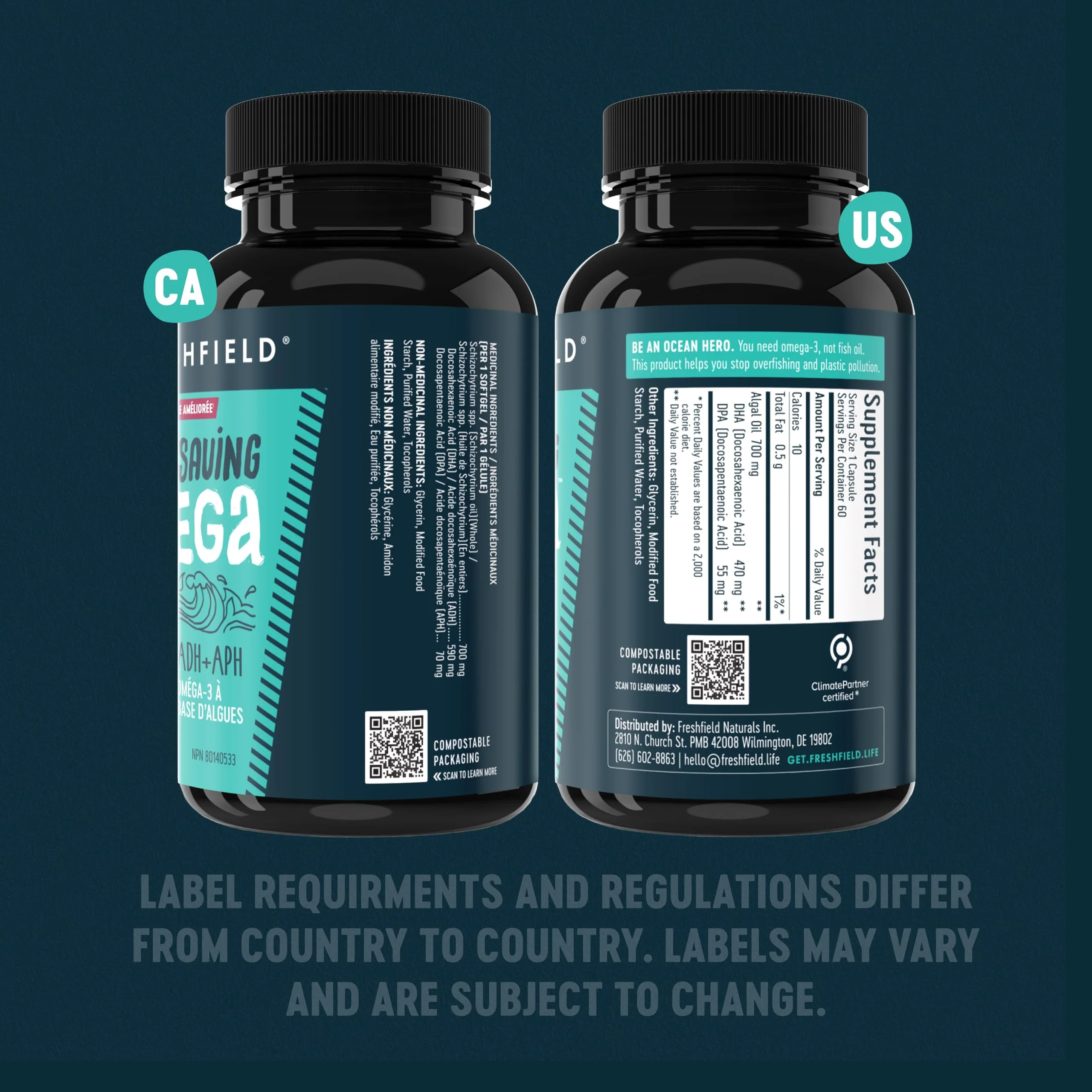 Freshfield Omega 3, DHA Supplements, Algae Oil, Vegan Omega, Ocean Saving Fish Oil Replacement, Sustainably Sourced, Highest Levels of DHA per Capsule, w/DPA - Image 8