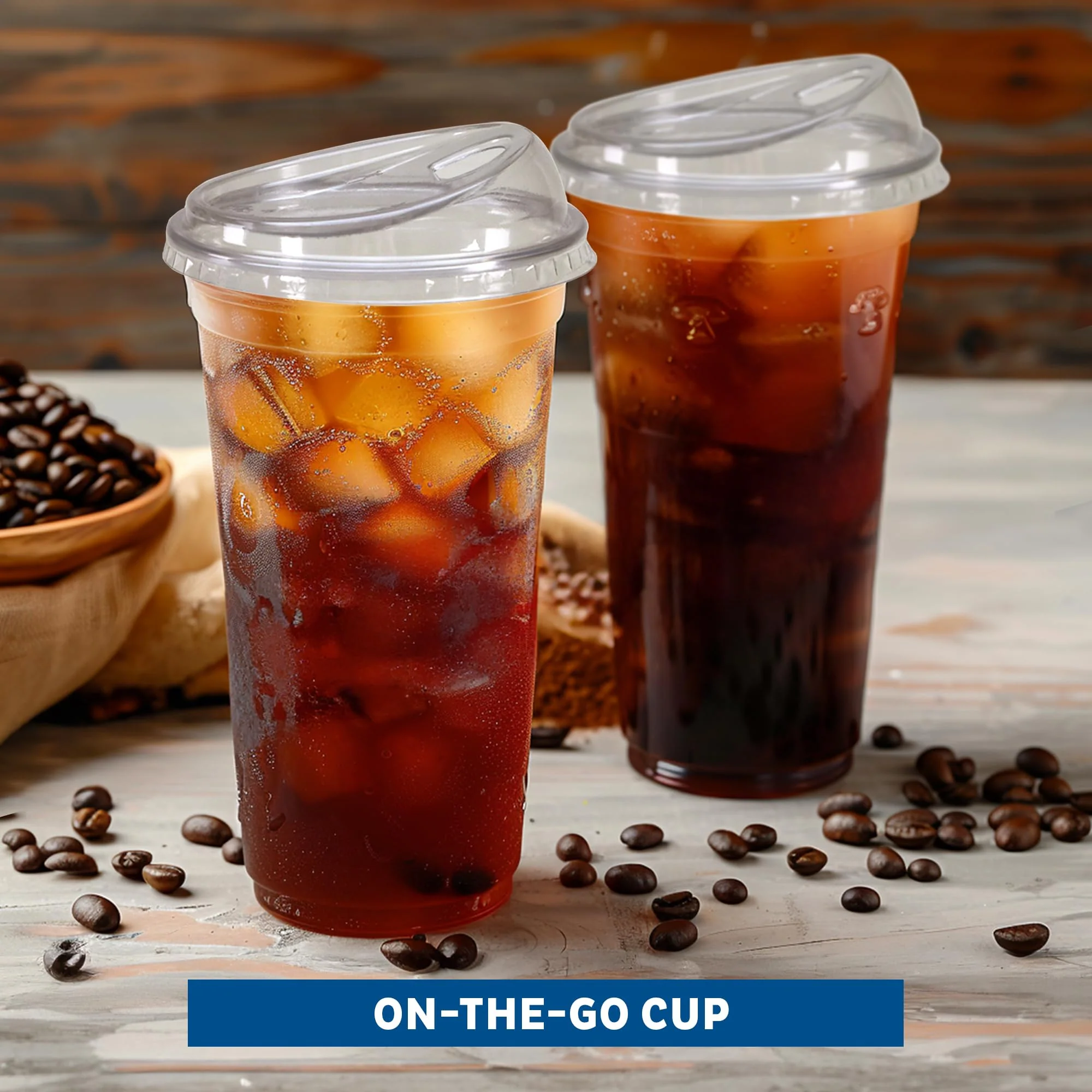 Freshware 24 oz Clear Disposable Plastic Cups with Strawless Sip Lids, 100 Pack Clear Plastic Tumblers, Heavy-duty Party Glasses, Disposable Cups for Thanksgiving, Halloween, Christmas Party - Image 3