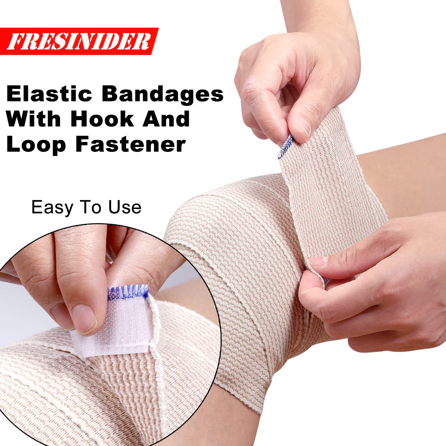 FRESINIDER Premium Elastic Bandage Wrap, 6 Pack (2x2, 2x4, 2x6) Cotton Compression Bandage with Touch Closure at Both Ends, Support & First Aid, Medical, and Injury Recovery - Image 3