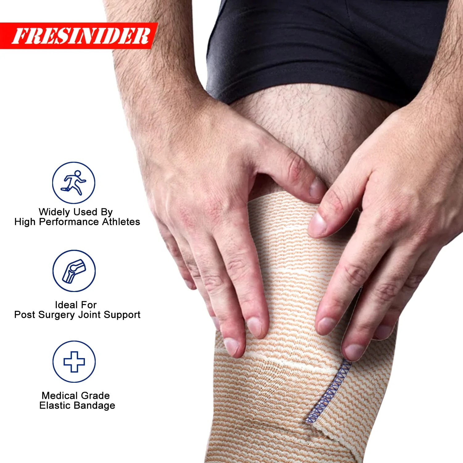 FRESINIDER Premium Elastic Bandage Wrap, 6 Pack (2x2, 2x4, 2x6) Cotton Compression Bandage with Touch Closure at Both Ends, Support & First Aid, Medical, and Injury Recovery - Image 7
