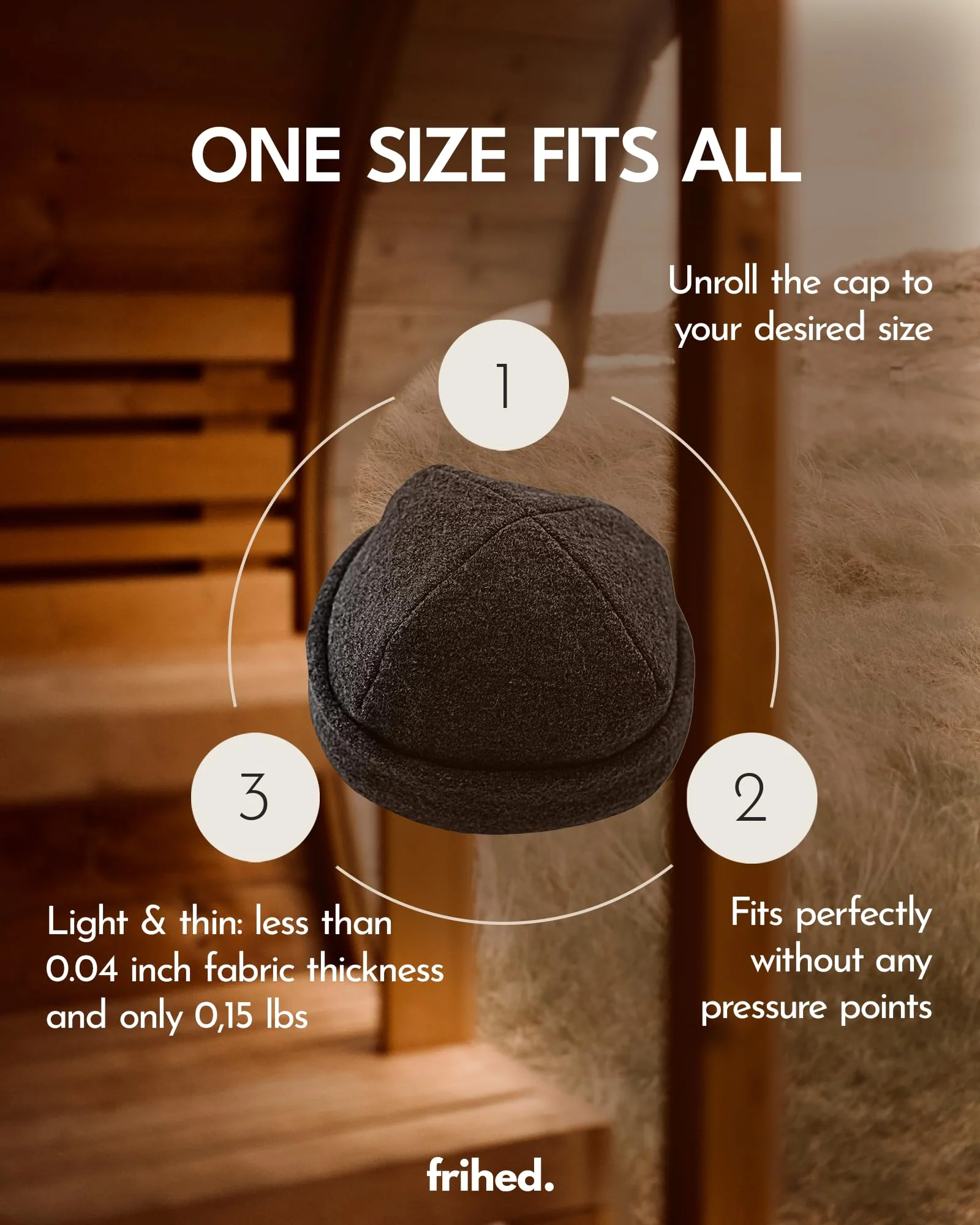 frihed. Sauna hat - Made of woolwalk - 100% Sheep's Wool - Premium Sauna Accessory for Men and Women - Flexible Size - Made in Germany (Forest) - Image 4