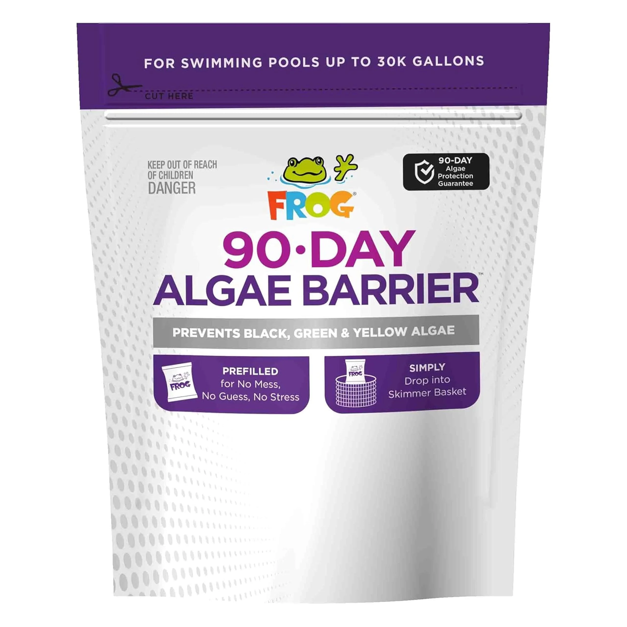 FROG 90-Day Algae Barrier - Dry Formula Algaecide Prevents Black, Green and Yellow Algae for Pools up to 30,000 Gallons - Pool Maintenance & Algae Prevention - 3 Pods