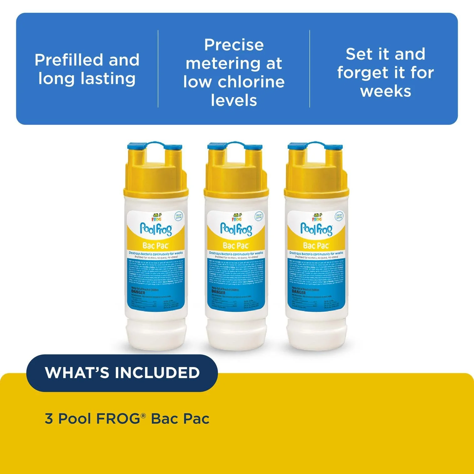 FROG Bac Pac Replacement Chlorine Cartridges for use with Pool FROG Model 5400 and 6100 Cyclers - Prefilled for Easy & Convenient Pool Sanitizing & Water Care - 3 Pack - Image 7