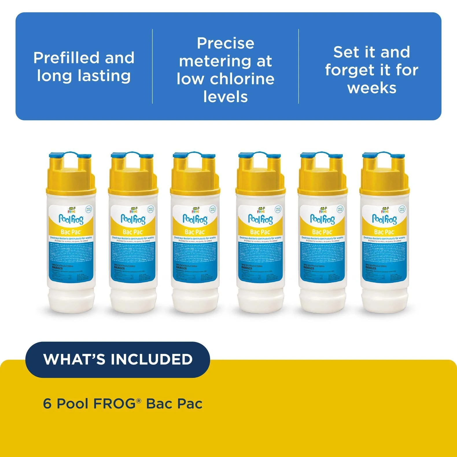 FROG Bac Pac Replacement Chlorine Cartridges for use with Pool FROG Model 5400 and 6100 Cyclers - Prefilled for Easy & Convenient Pool Sanitizing & Water Care - 6 Pack - Image 7