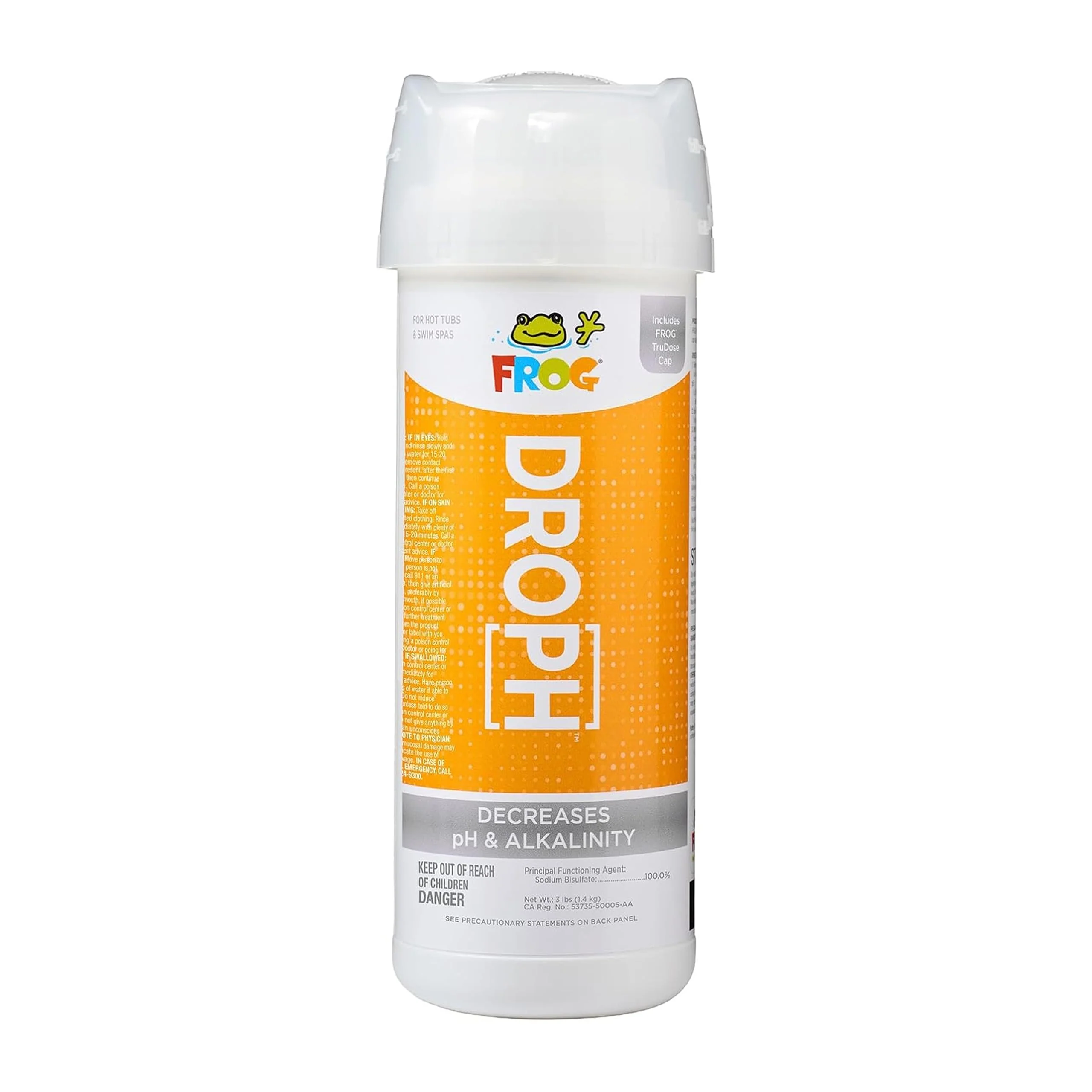FROG DropH pH and Total Alkalinity Decreaser for Hot Tubs and Swim Spas - 3 lb Bottle with TruDose Measuring Cap for Easy Maintenance & Balancing - 1 Pack