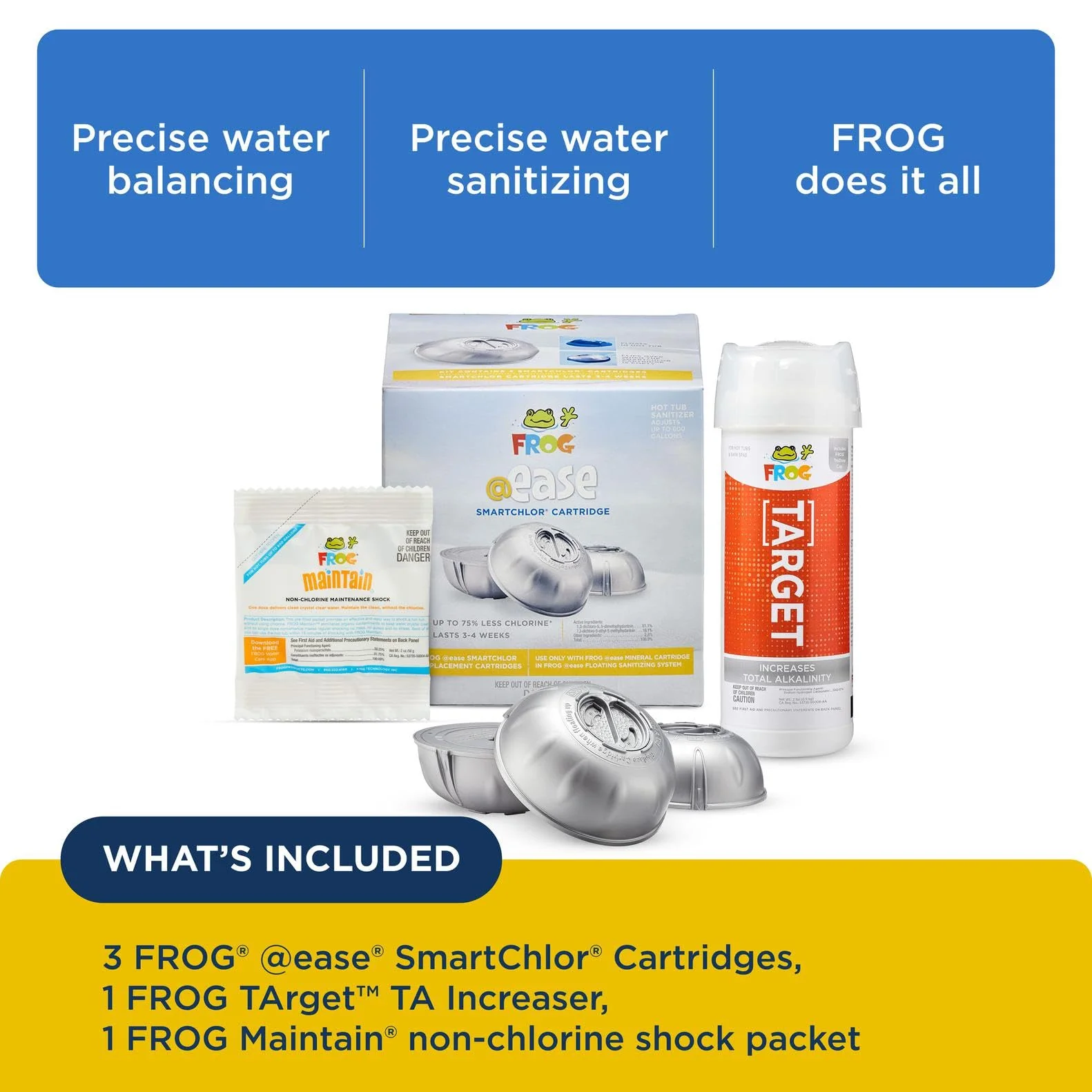 FROG @Ease Replacement SmartChlor Cartridge 3 Pack with Total Alkalinity Increaser & 1 Pack of Maintain for use with Hot Tub FROG @Ease Floating System - Image 7