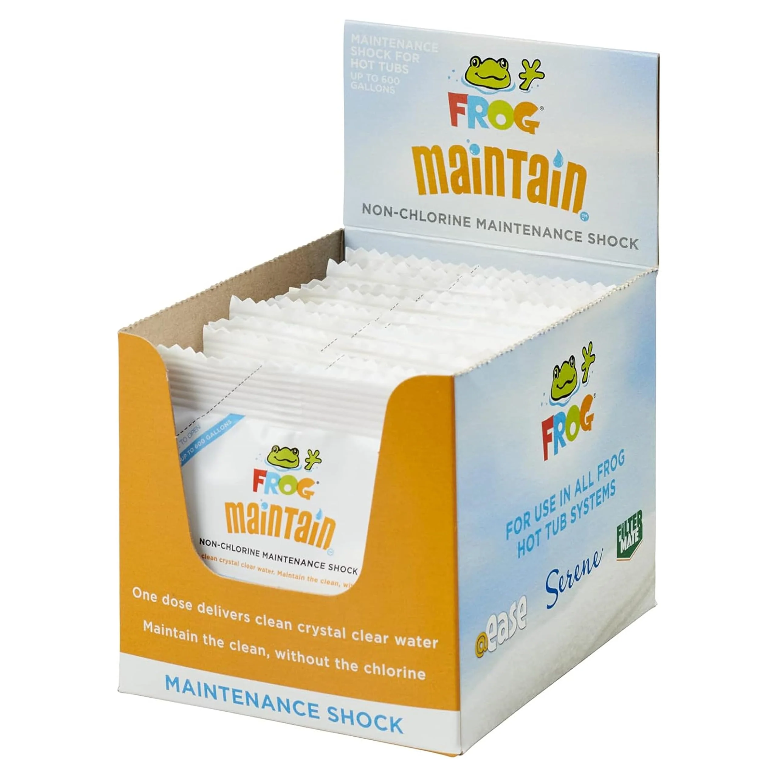 FROG Maintain for Hot Tubs - Non-Chlorine Shock for use with All Hot Tub FROG Sanitizing Systems - Single Dose Packets for Easy Hot Tub Maintenance & Treatment - 12 Pack