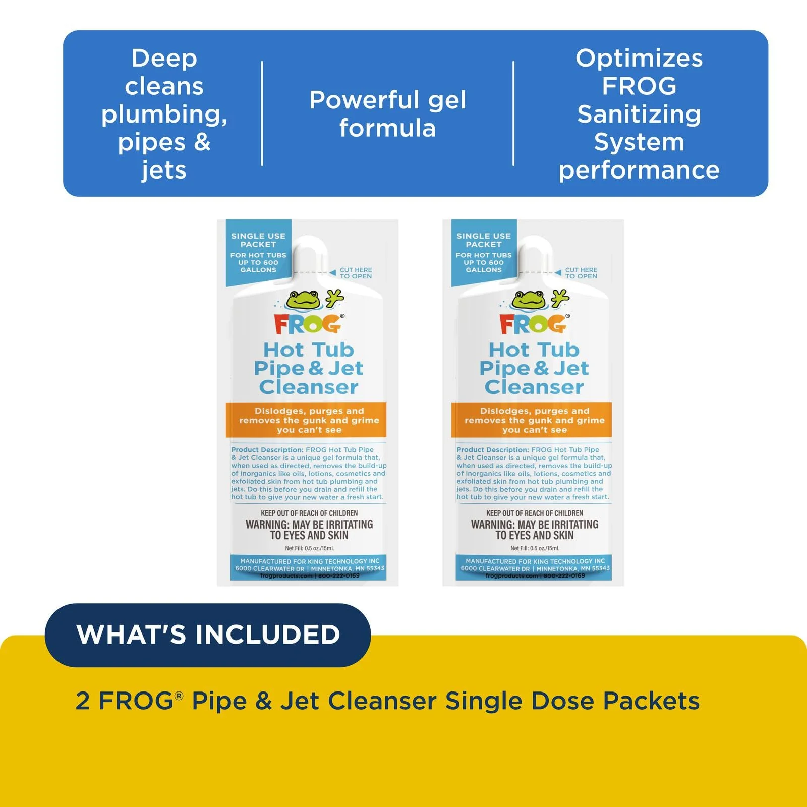 FROG Pipe & Jet Cleanser for Hot Tubs - Single Dose Deep Clean Purge Cleaner Packets for Clear Water - Prefilled for Hot Tubs to 600 Gallons - 2 Pack - Image 7