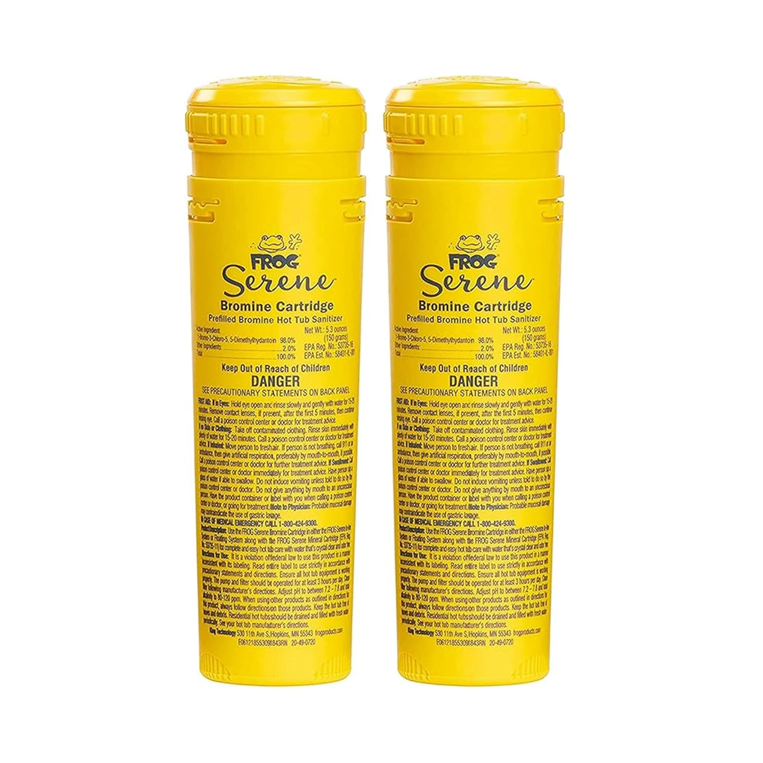 FROG Serene Replacement Bromine Cartridges for use with Hot Tub FROG Serene Floating Sanitizing System - Prefilled for Quick & Easy Hot Tub Maintenance - 2 Pack