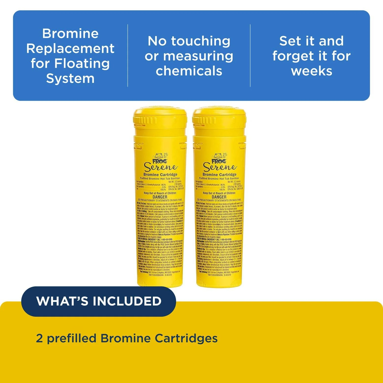 FROG Serene Replacement Bromine Cartridges for use with Hot Tub FROG Serene Floating Sanitizing System - Prefilled for Quick & Easy Hot Tub Maintenance - 2 Pack - Image 7