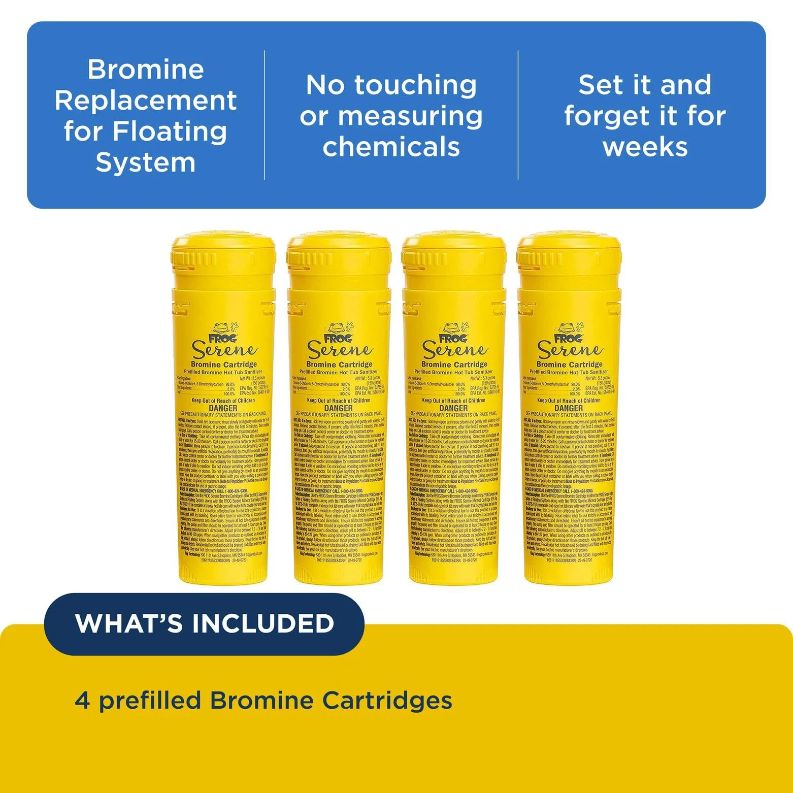 FROG Serene Replacement Bromine Cartridges for use with Hot Tub FROG Serene Floating Sanitizing System - Prefilled for Quick & Easy Hot Tub Maintenance - 4 Pack - Image 7