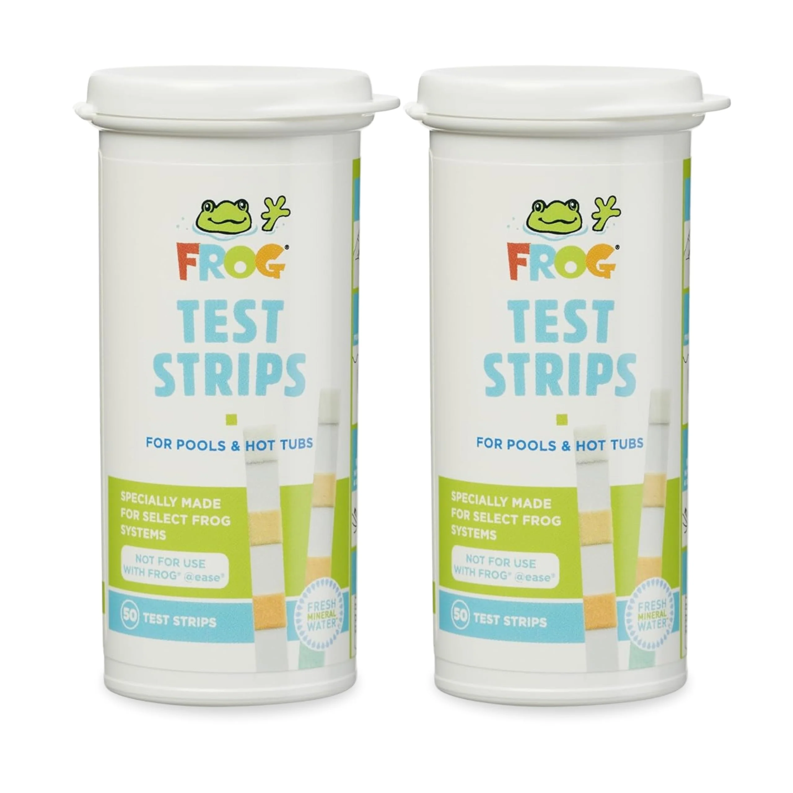 FROG Test Strips for Pools and Hot Tubs - Accurate Indicator for Free Chlorine or Bromine Levels, pH, Total Alkalinity and Total Hardness - Easy Water Testing - 50 Test Strips - 2 Pack