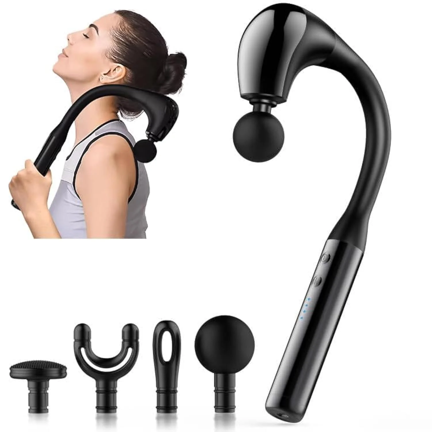 Fronnor Massage Gun with Extended Handle Revolutionary U-Shaped Back Massager for Pain Relief Deep Tissue Body Massager for Neck,Shoulder,Leg-Reach Every Muscle with Ease
