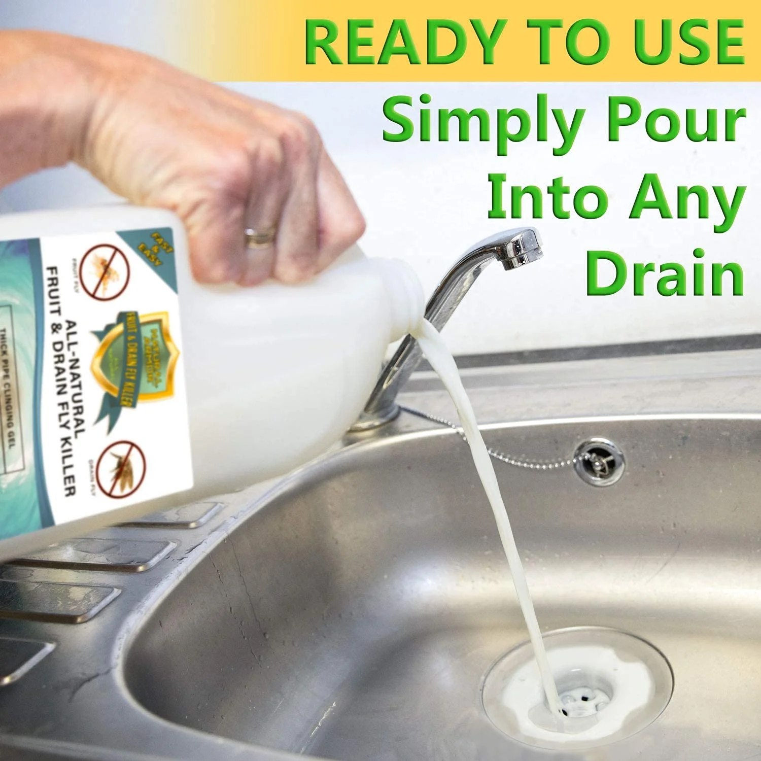 Fruit Fly & Drain Fly Killer - Simple Commercial Drain Gel Treatment - Eliminates Gross Fruit Flies, Drain Flies, Sewer Flies & Gnat Infestations From Any Drain. Fast & Easy - (128 Oz, Case of 4) - Image 6