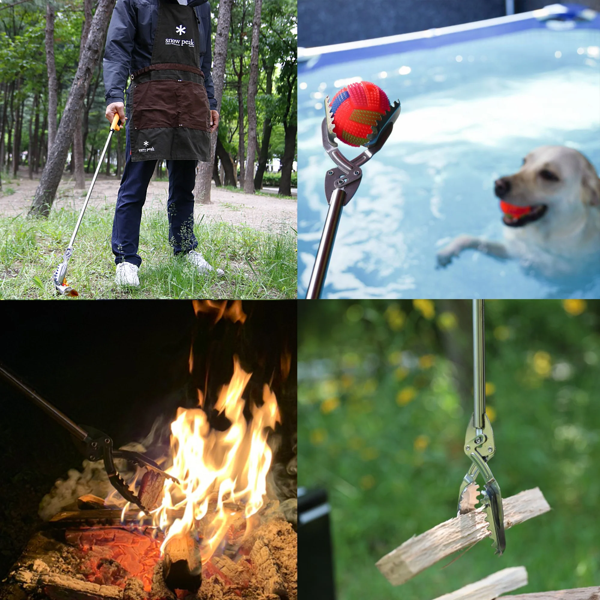 FTH All Stainless Steel Grabber Reacher Pickup Tool Heavy Duty Trash Picker Log BBQ Fireplace pits Snake Tongs Plogging tool - Image 2