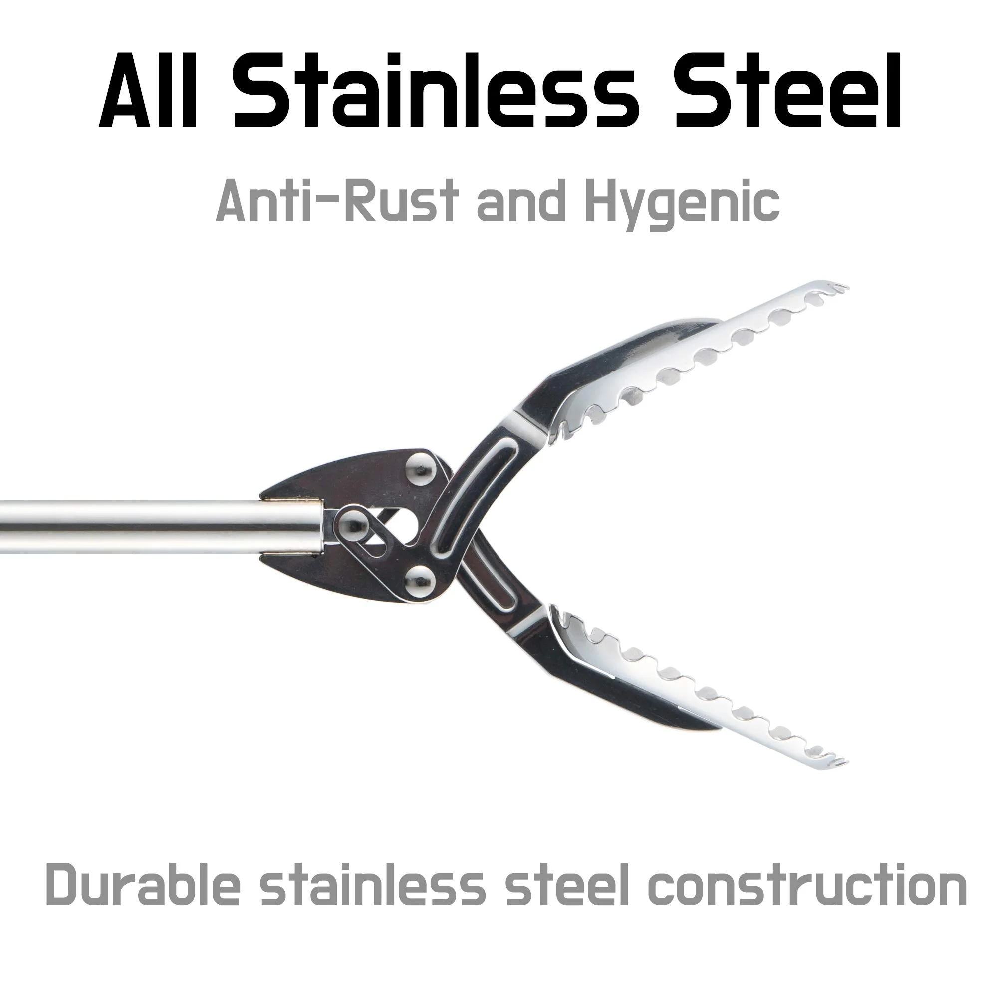 FTH All Stainless Steel Grabber Reacher Pickup Tool Heavy Duty Trash Picker Log BBQ Fireplace pits Snake Tongs Plogging tool - Image 4