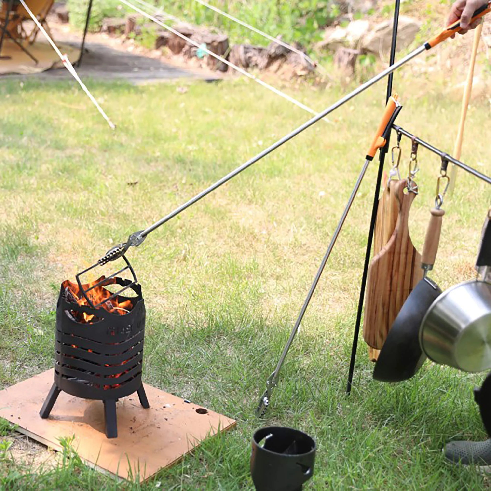 FTH All Stainless Steel Grabber Reacher Pickup Tool Heavy Duty Trash Picker Log BBQ Fireplace pits Snake Tongs Plogging tool - Image 9
