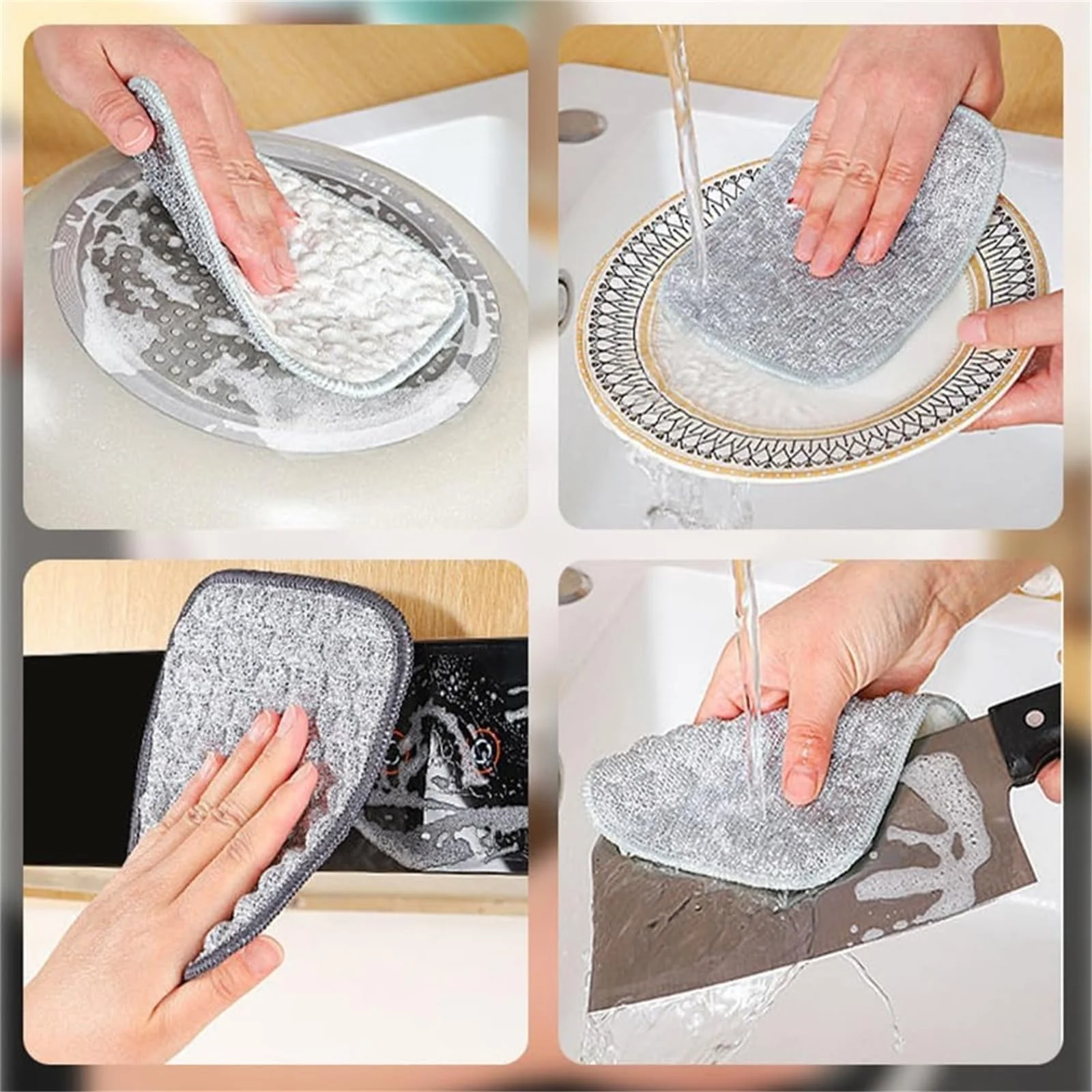 Fuiyuqa Multipurpose Wire Dishwashing Rags for Wet and Dry, Reusable Wire Miracle Cleaning Cloths, Round Wire Washing Cloth, Non Scratch Wire Dishcloth for Kitchen, Sinks, Pots, Pans (5PCS) - Image 5